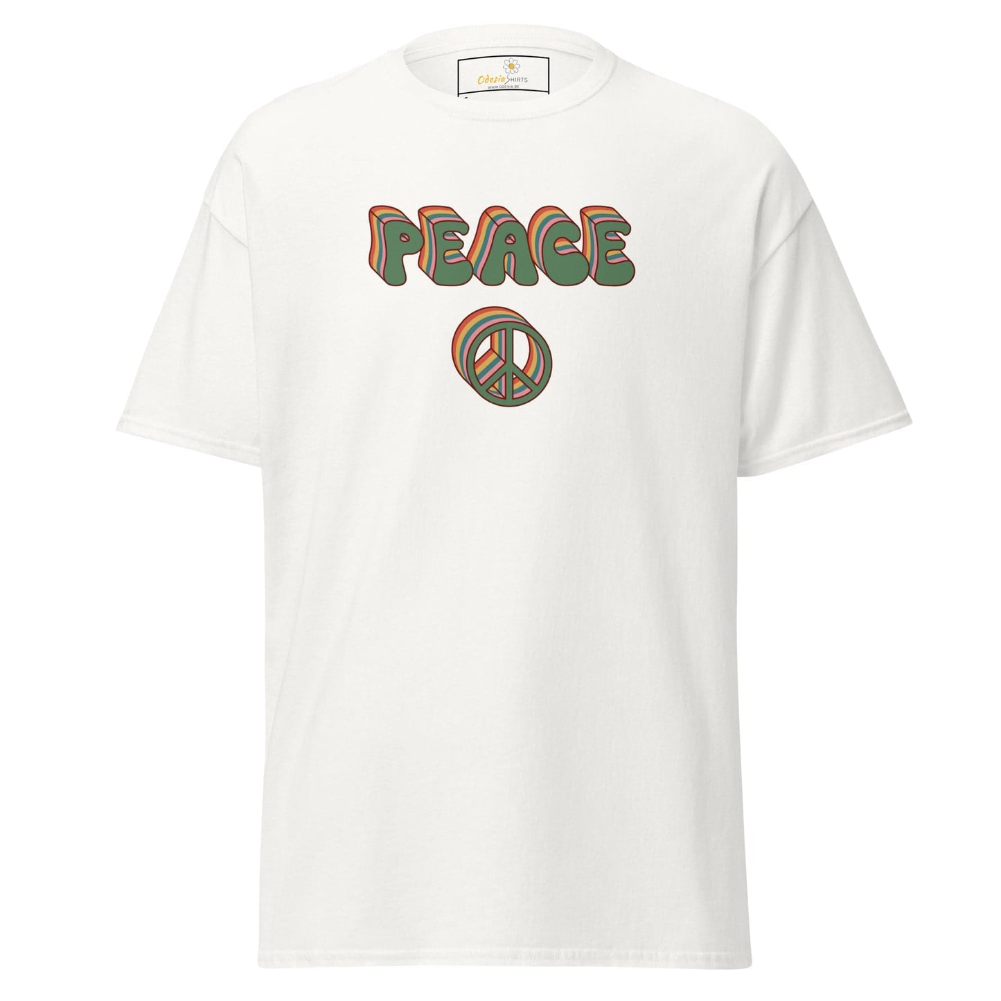 Unisex classic t-shirt - TEXT PEACE - REGULAR - White / S