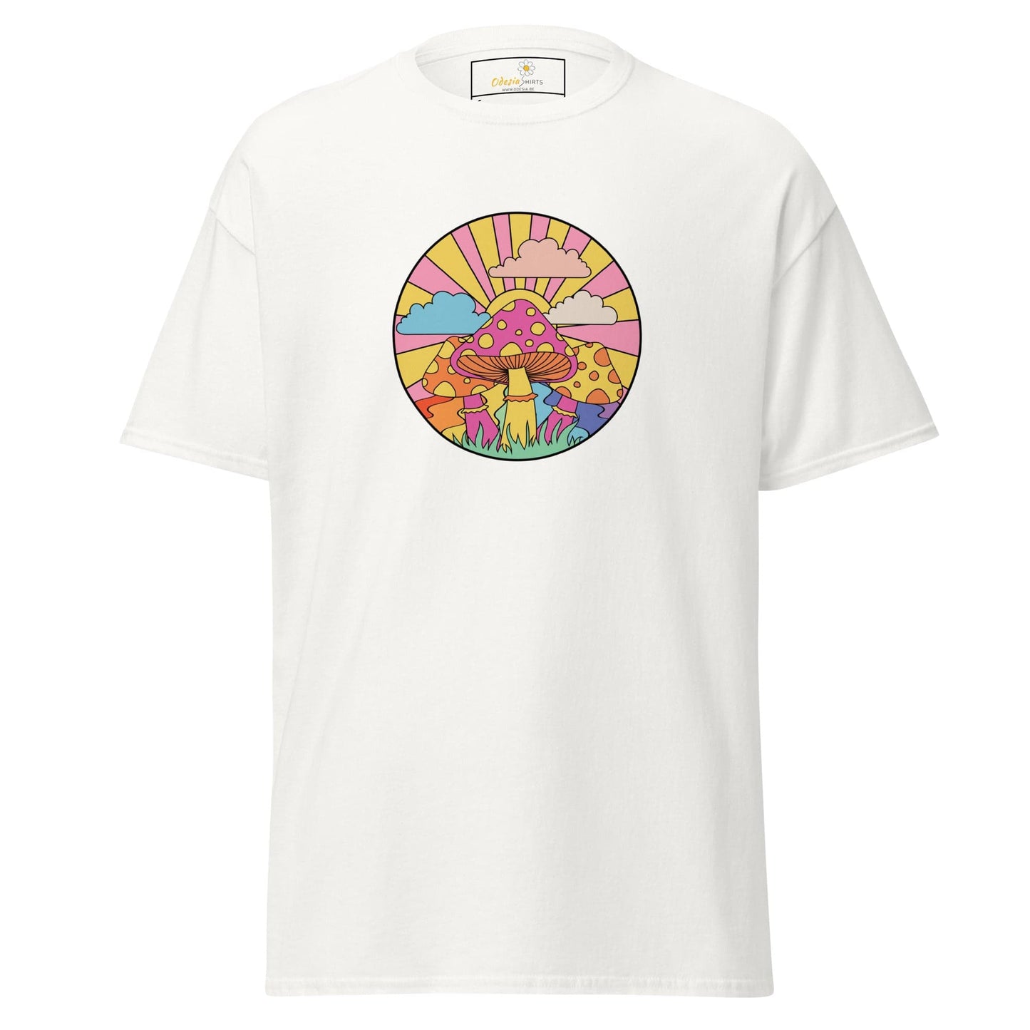 Unisex classic t-shirt - POSITIVE MYSTIC SUNNY MUSHROOMS - REGULAR - White / S
