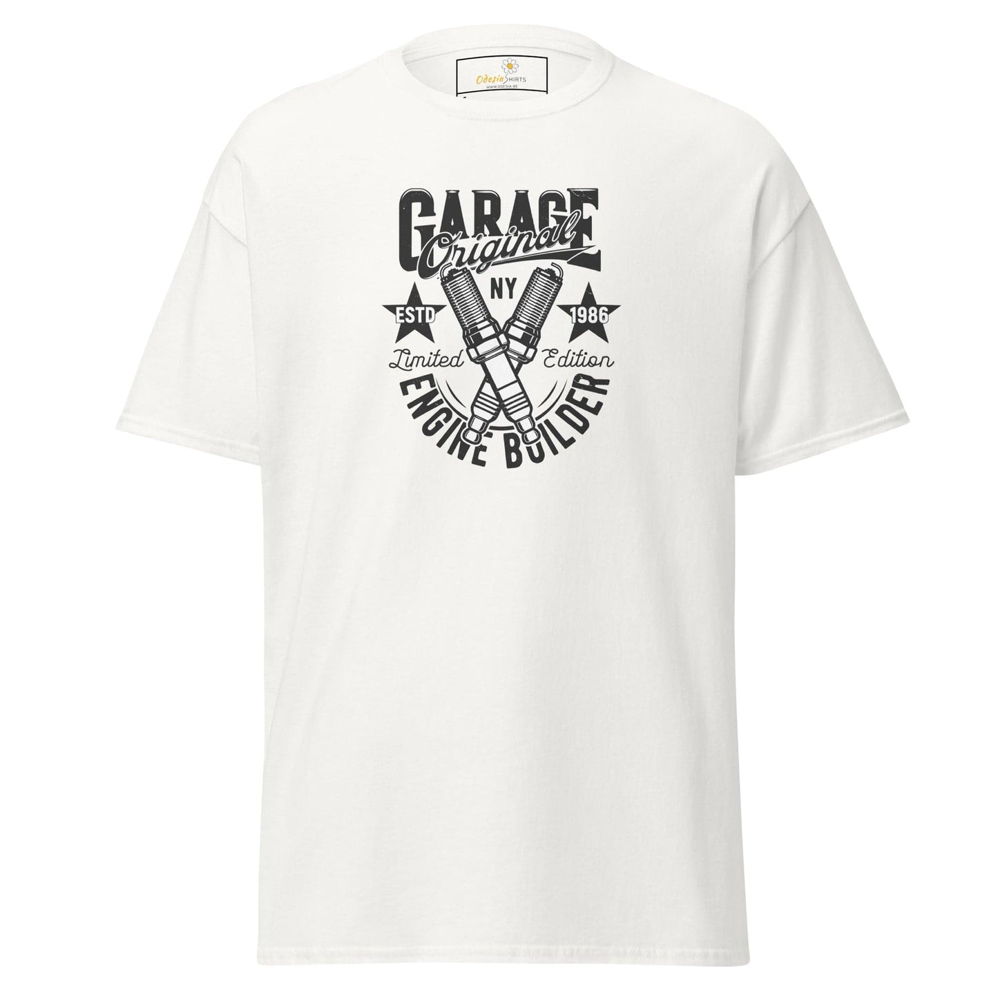Unisex classic t-shirt - MOTOR GARAGE ENGINE BUILDER - REGULAR - White / S