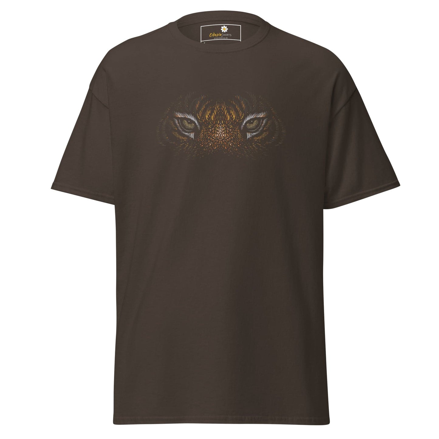 Men’s classic t-shirt - WILD LIFE TIGER EYES - REGULAR - Dark Chocolate / S