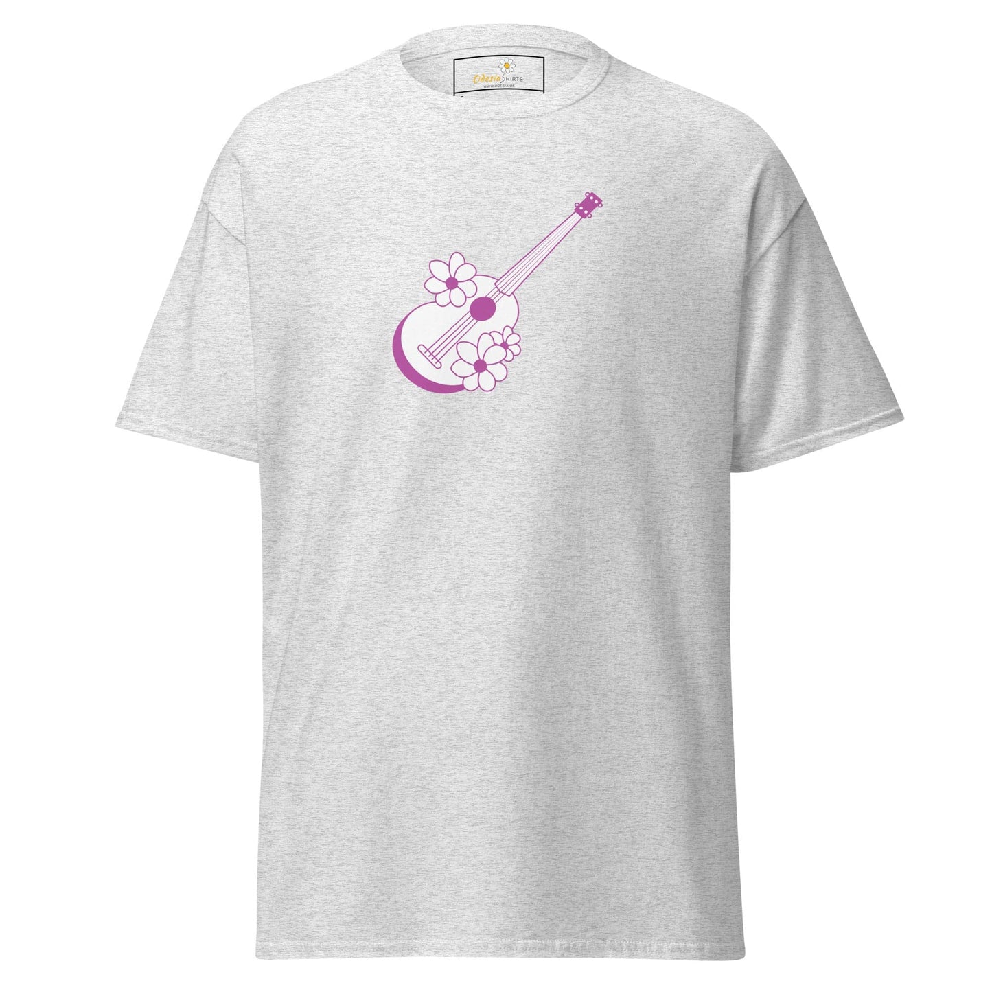 Unisex classic t-shirt - MUSIC GUITAR FLOWERS - REGULAR - Ash / S