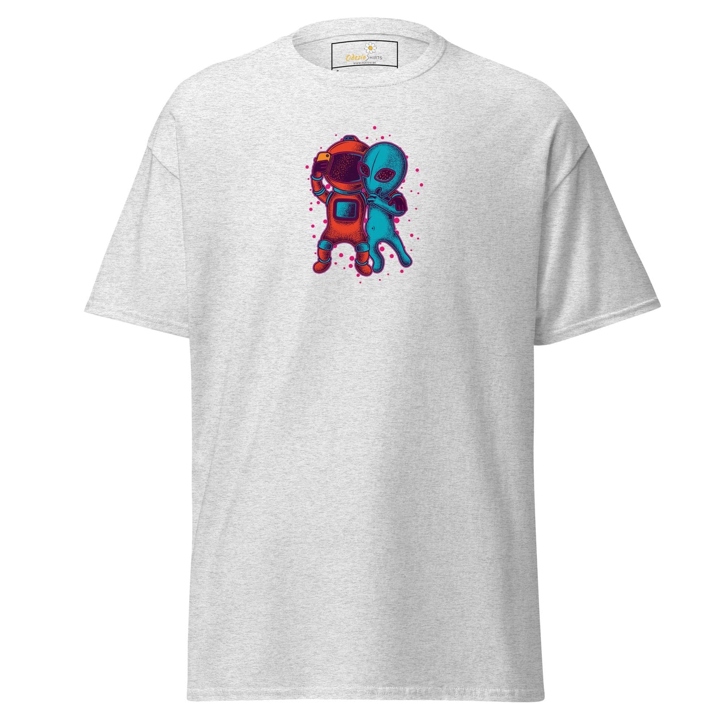 Unisex classic t-shirt - ASTRONAUT ALIEN SELFIE - REGULAR - Ash / S