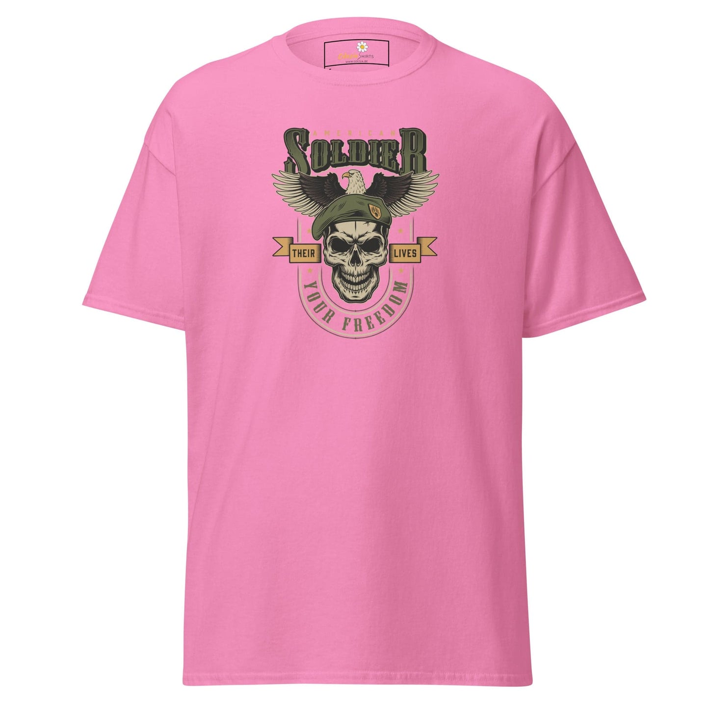 Unisex classic tee - SKULL VINTAGE AMERICAN SOLDIERS - REGULAR - Azalea / S