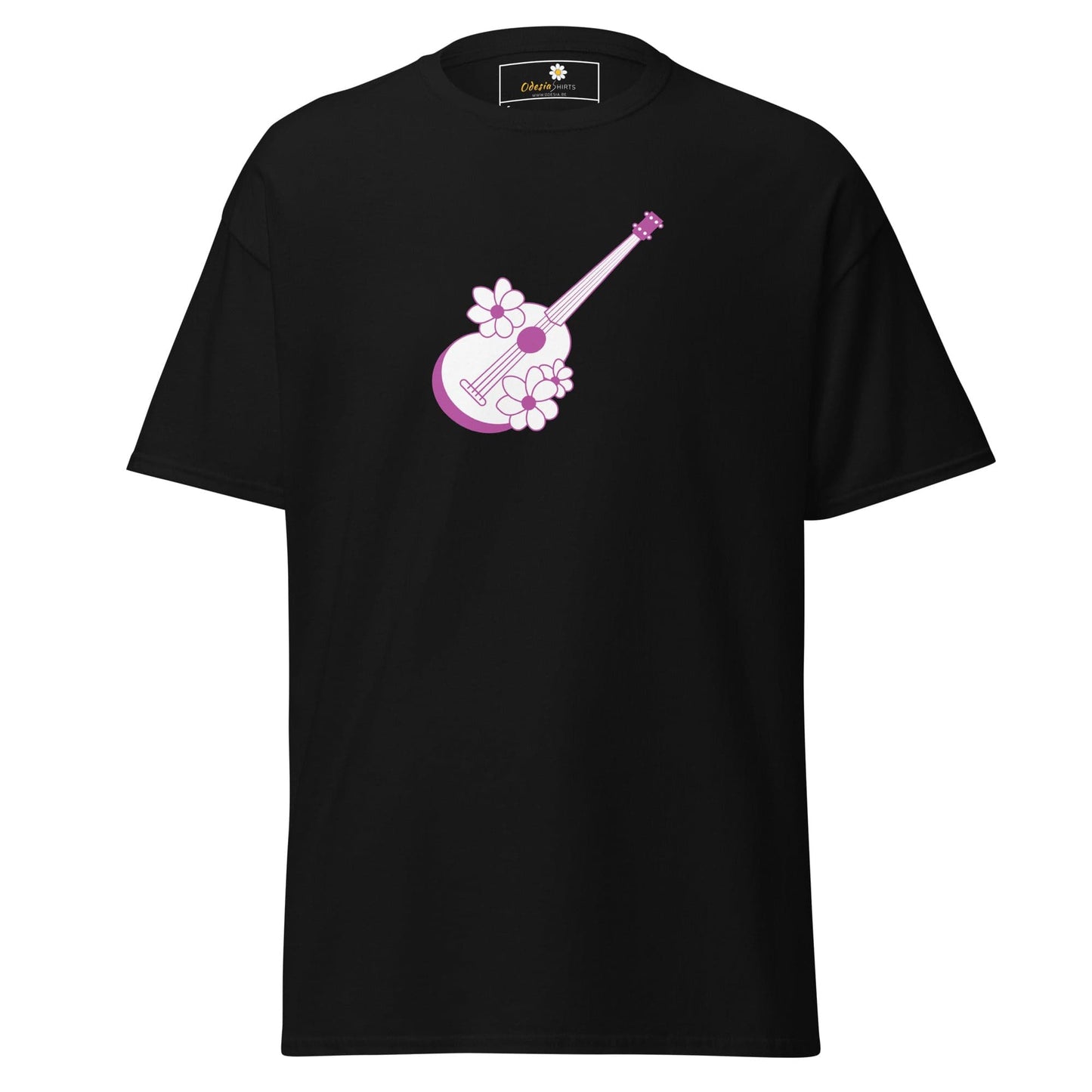 Unisex classic t-shirt - MUSIC GUITAR FLOWERS - REGULAR - Black / S