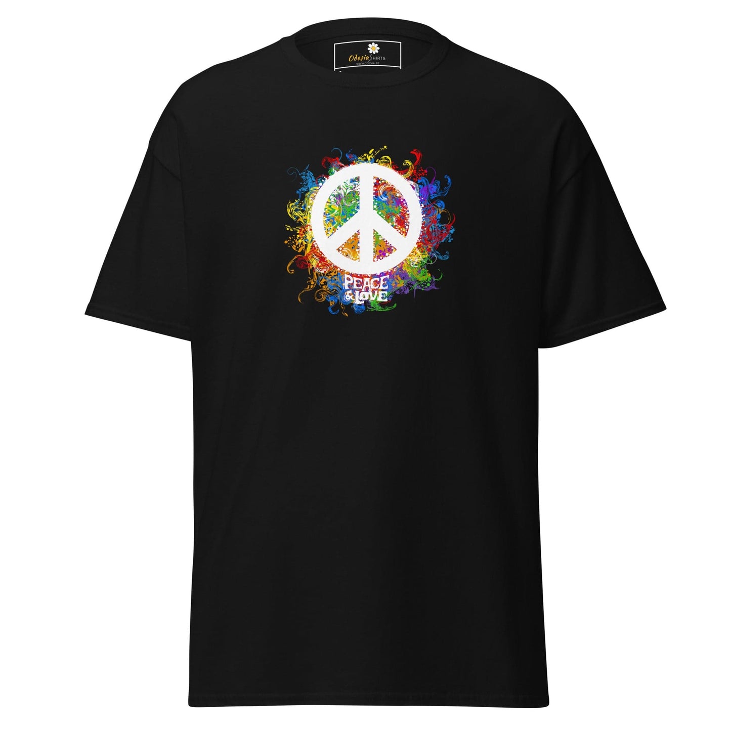 Unisex classic tee - POSITIVE PEACE AND LOVE - REGULAR - Black / S