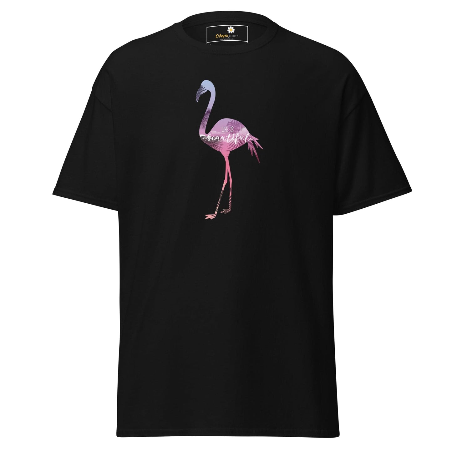 Unisex classic tee - WILD LIFE FLAMINGO - REGULAR - Black / S