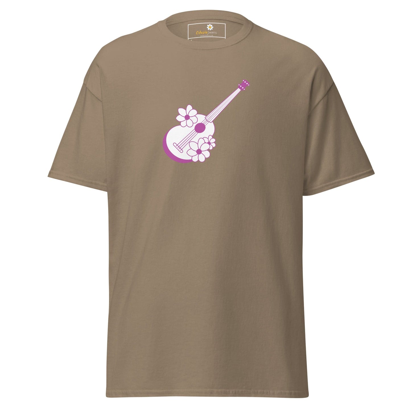 Unisex classic t-shirt - MUSIC GUITAR FLOWERS - REGULAR - Brown Savana / S