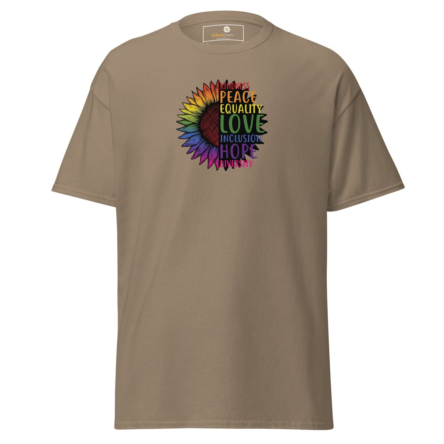 Unisex classic t-shirt - LGBTQ PEACE AND LOVE - REGULAR - Brown Savana / S