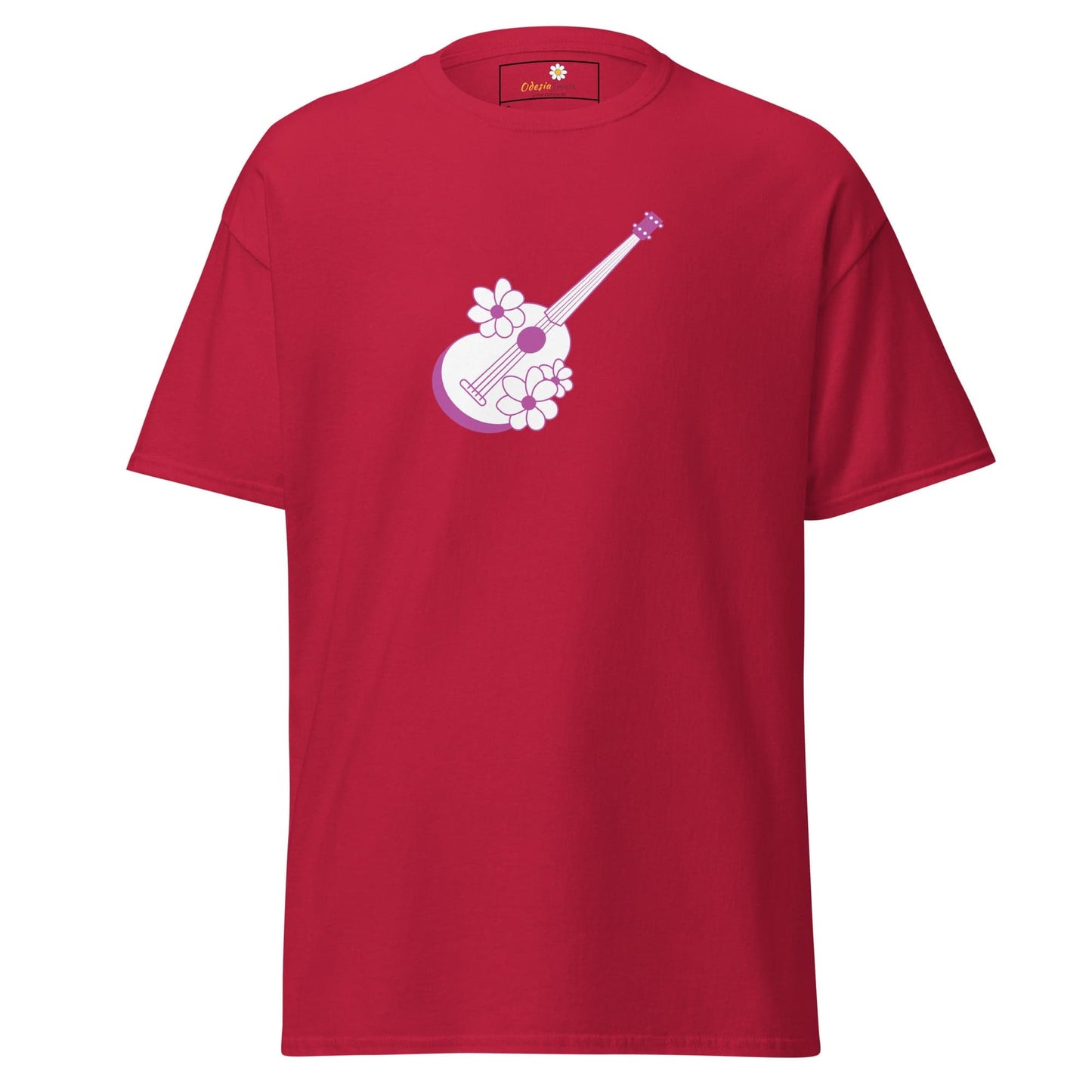 Unisex classic t-shirt - MUSIC GUITAR FLOWERS - REGULAR - Cardinal / S