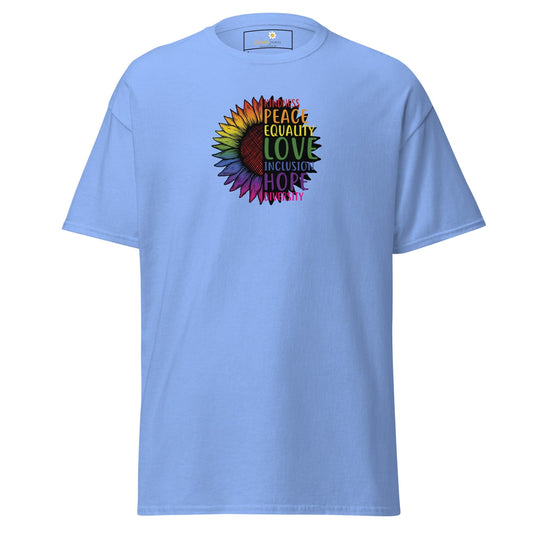 Unisex classic t-shirt - LGBTQ PEACE AND LOVE - REGULAR - Carolina Blue / S