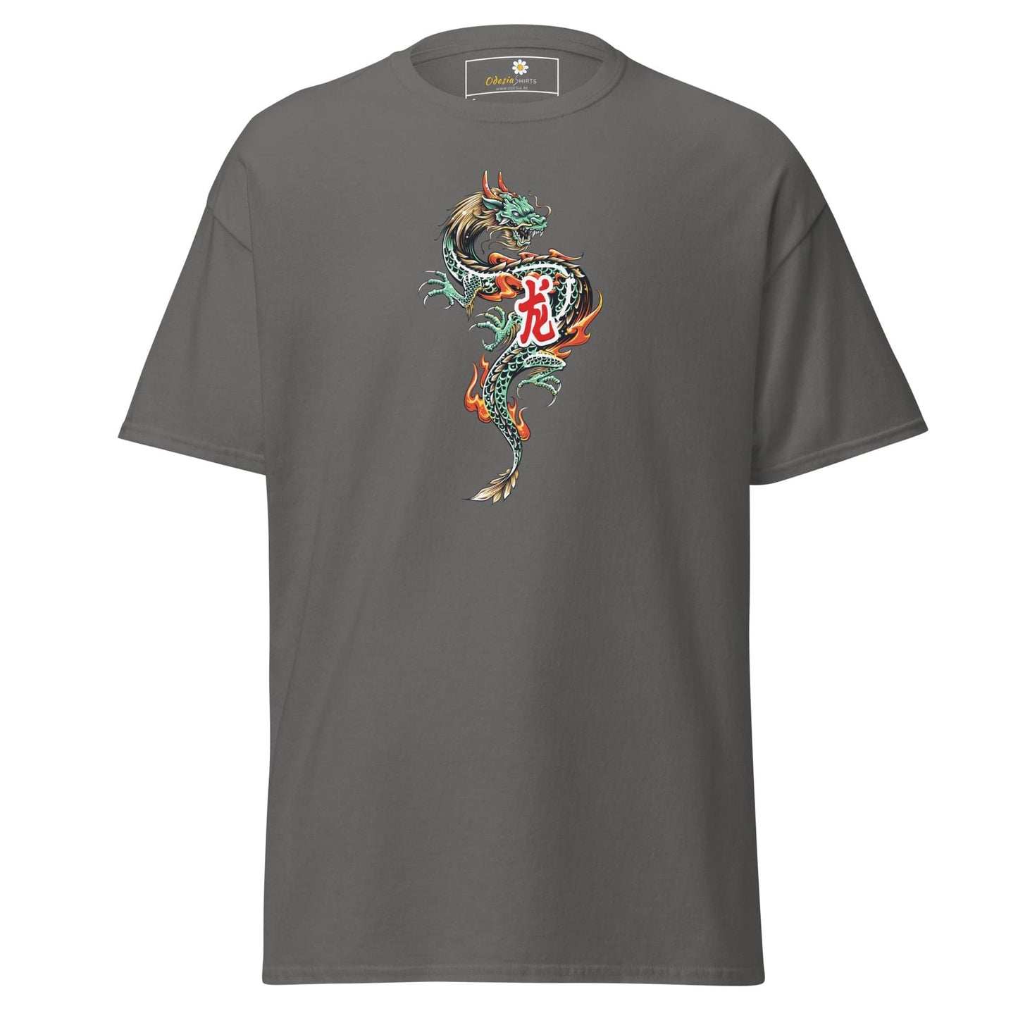 Unisex classic tee - MYSTIC GREEN DRAGON - REGULAR - Charcoal / S