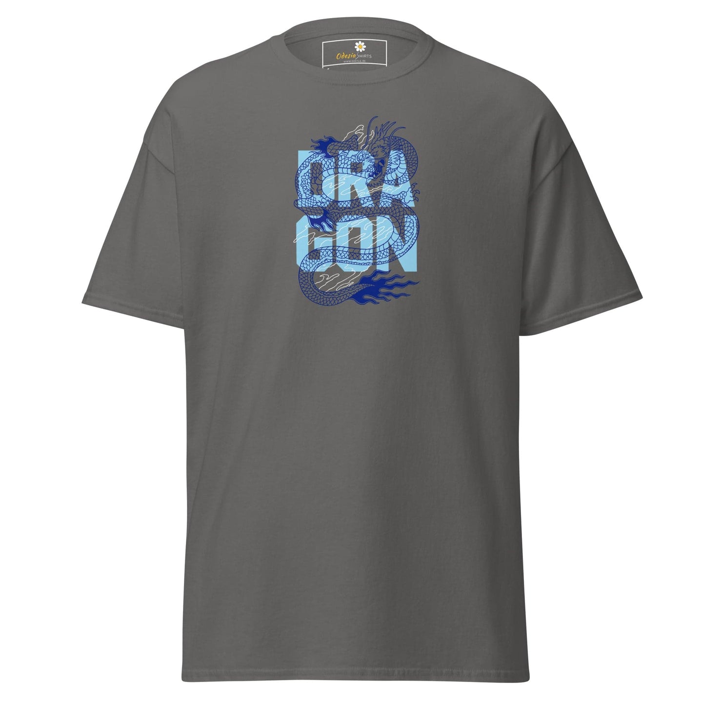 Unisex classic t-shirt - MYSTIC BLUE DRAGON - REGULAR - Charcoal / S