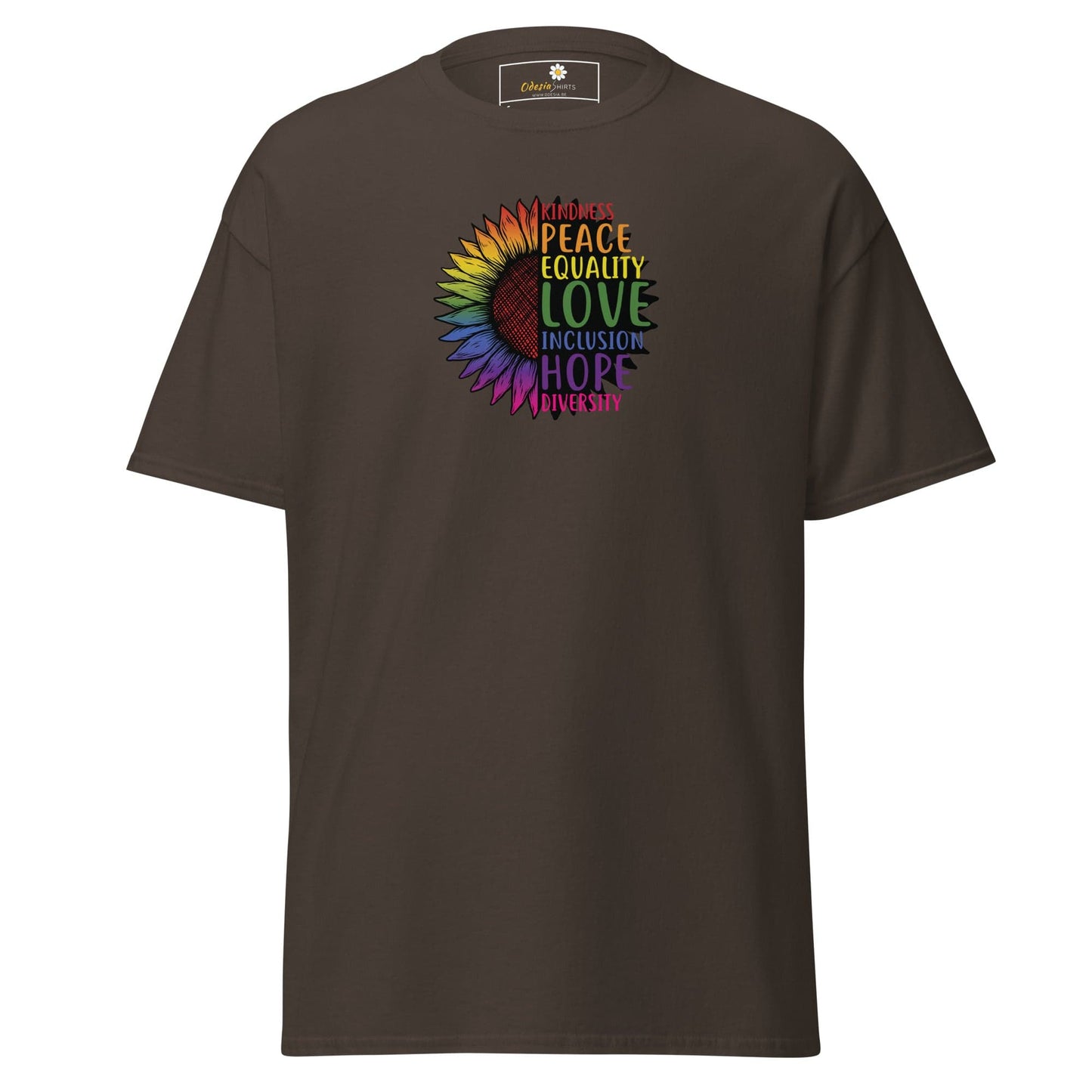 Unisex classic t-shirt - LGBTQ PEACE AND LOVE - REGULAR - Dark Chocolate / S