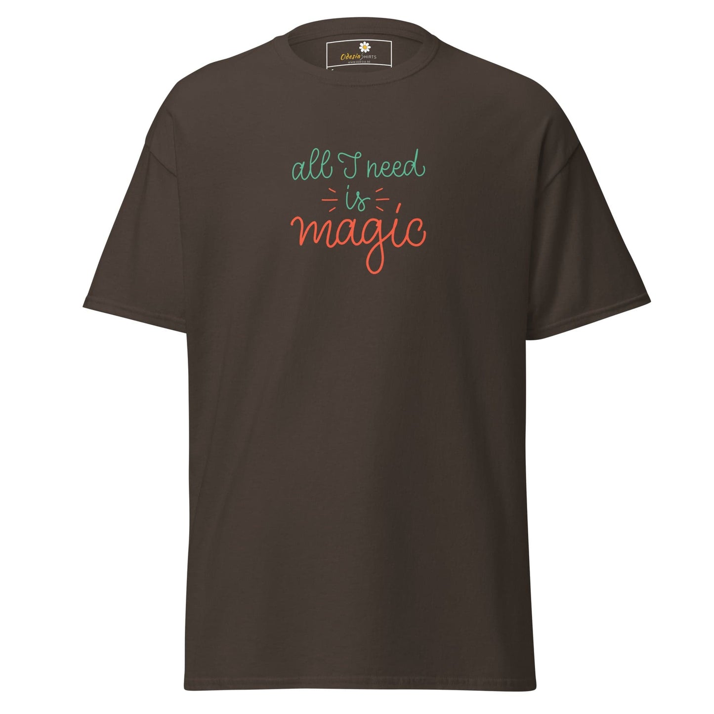 Unisex classic tee - TEXT ALL I NEED IS MAGIC - REGULAR - Dark Chocolate / S