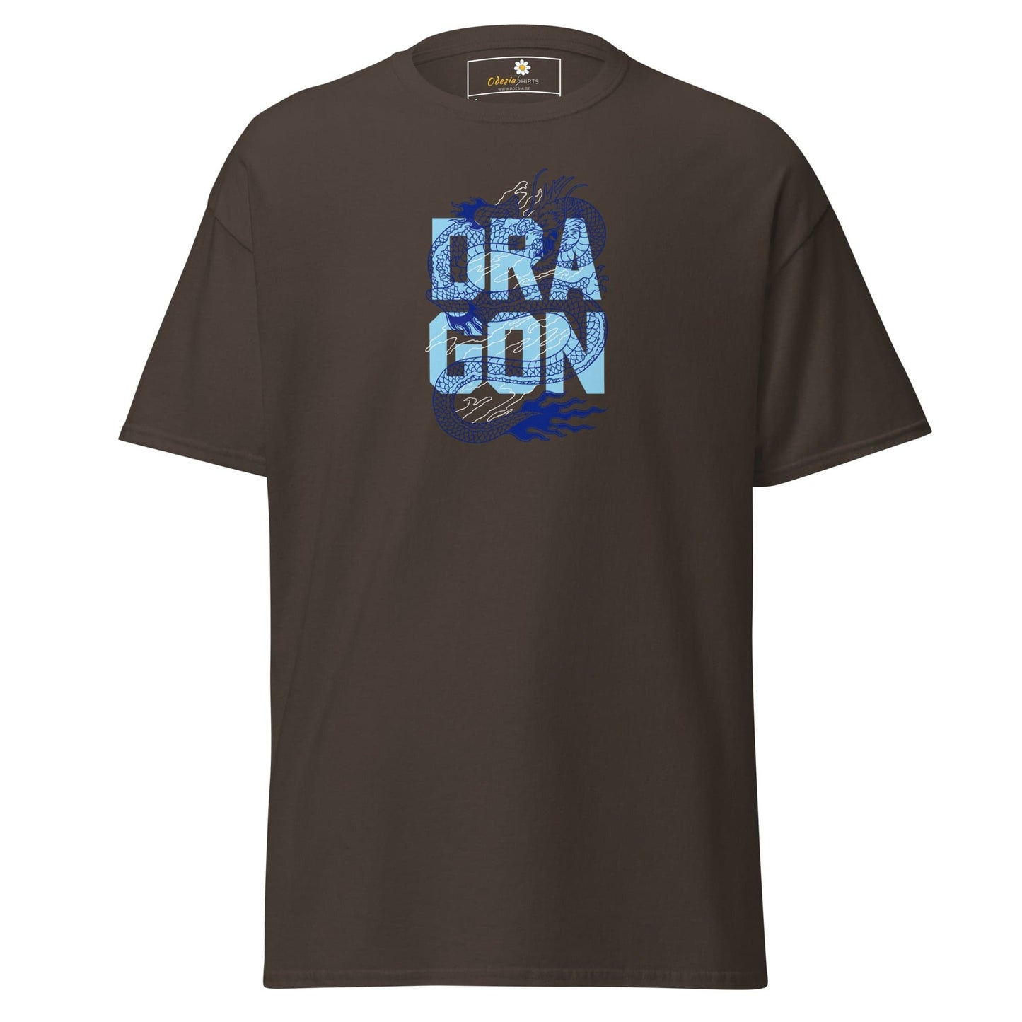 Unisex classic t-shirt - MYSTIC BLUE DRAGON - REGULAR - Dark Chocolate / S