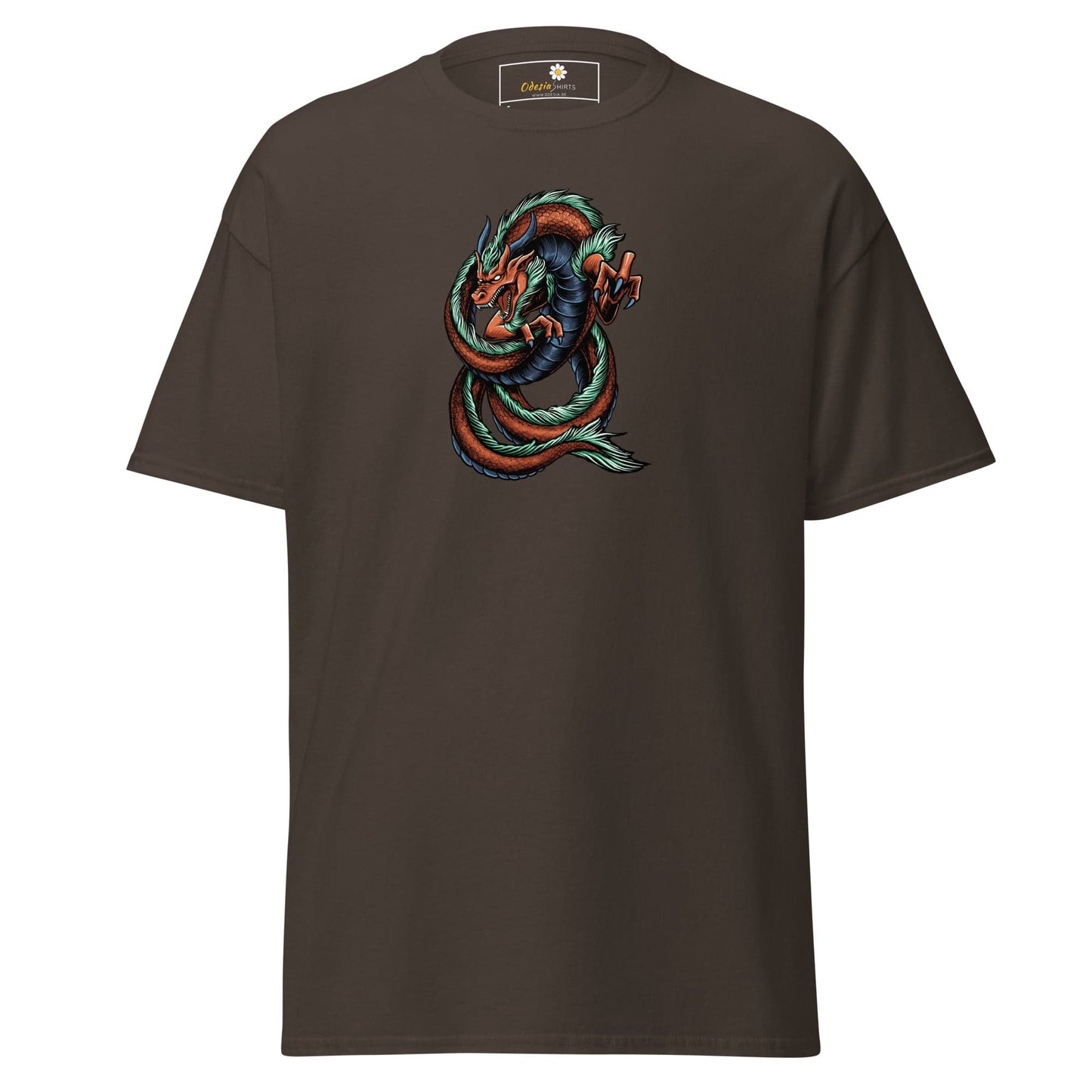 Unisex classic tee - MYSTIC RED GREEN DRAGON - REGULAR - Dark Chocolate / S