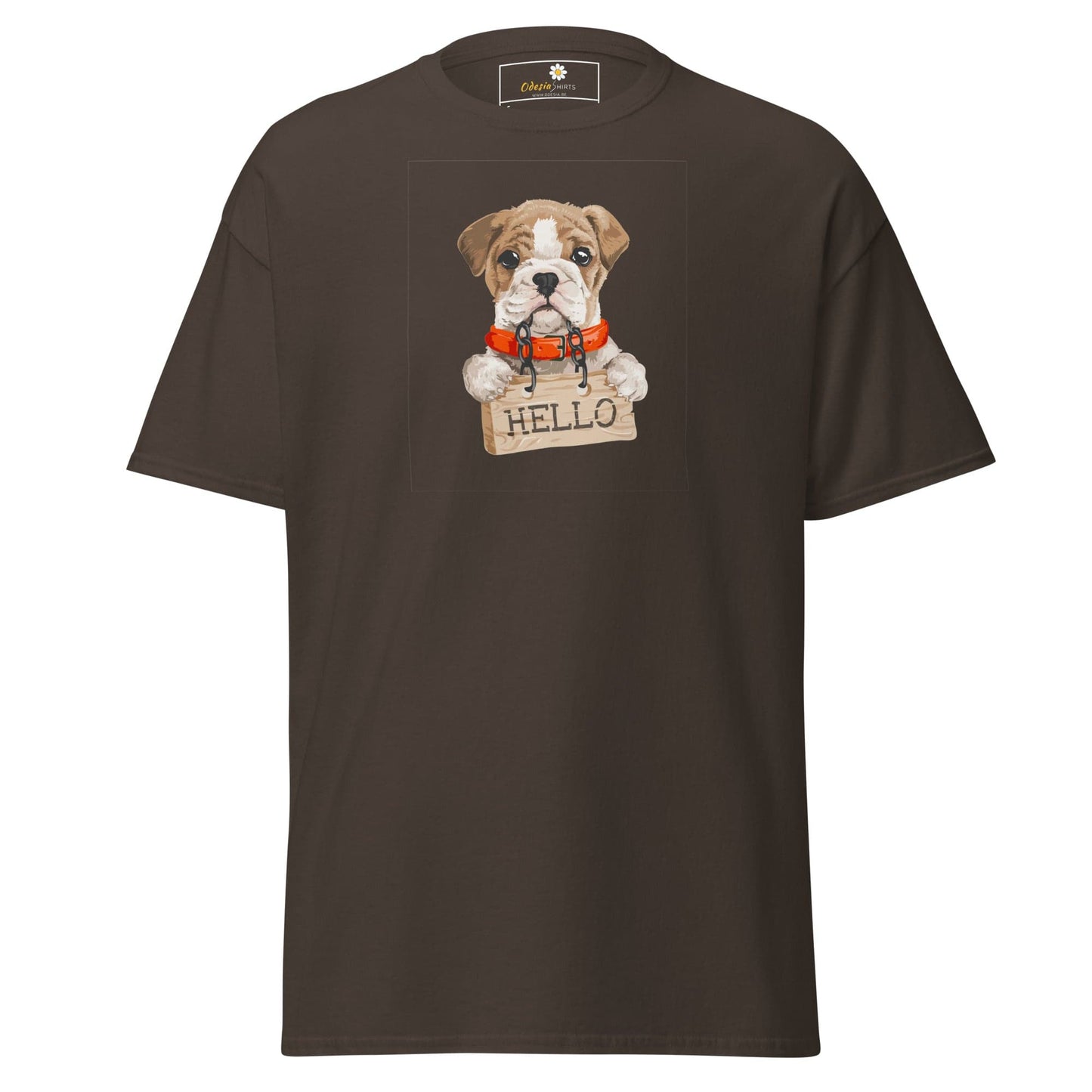 Unisex classic t-shirt - ANIMALS HELLO PUPPY - REGULAR - Dark Chocolate / S