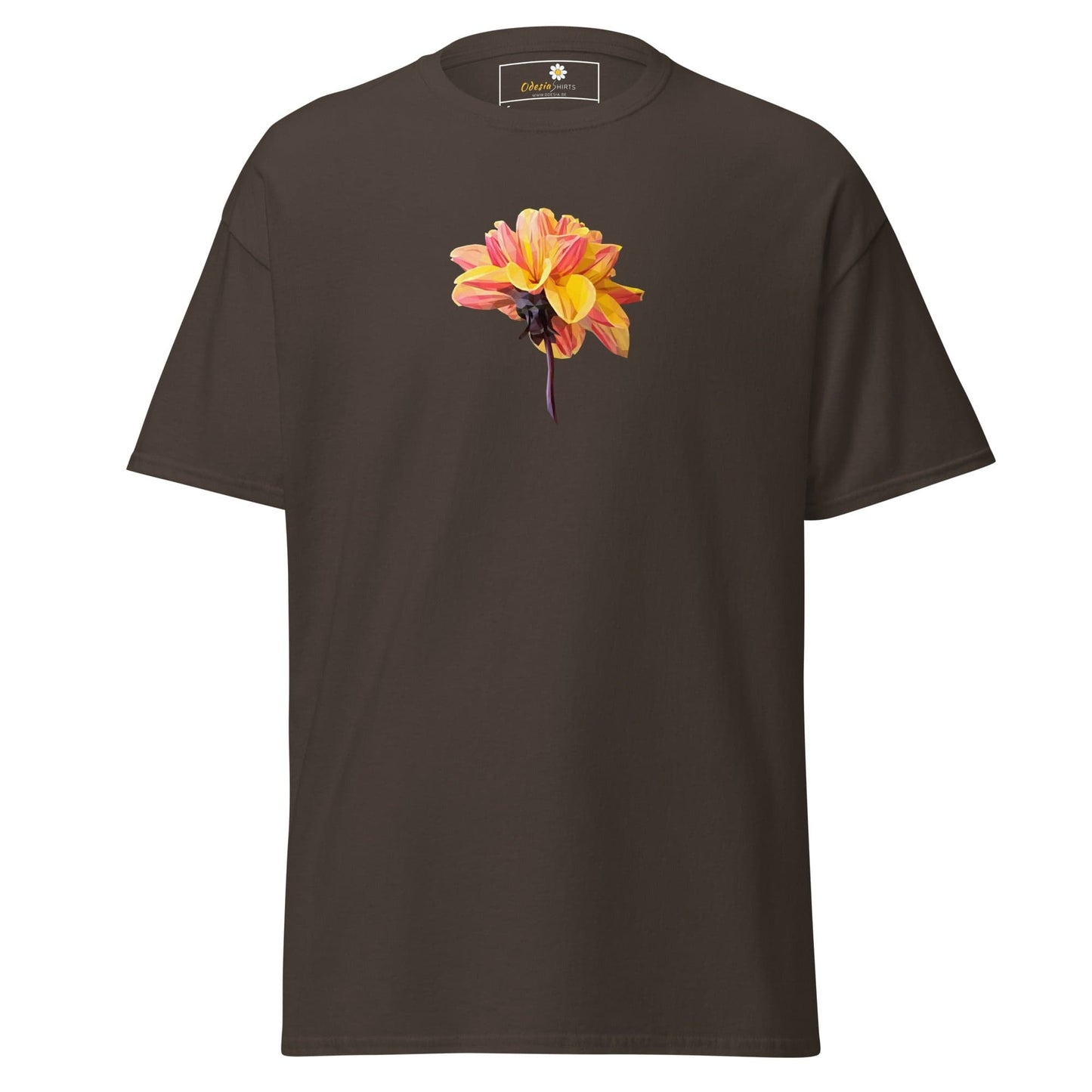 Unisex classic t-shirt - NATURE RED YELLOW FLOWER - REGULAR - Dark Chocolate / S