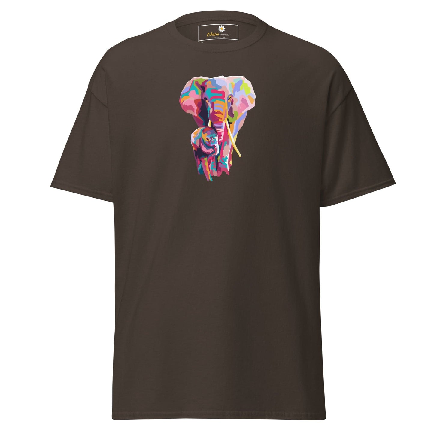 Unisex classic tee - WILD LIFE COLORFUL ELEPHANTS - REGULAR - Dark Chocolate / S
