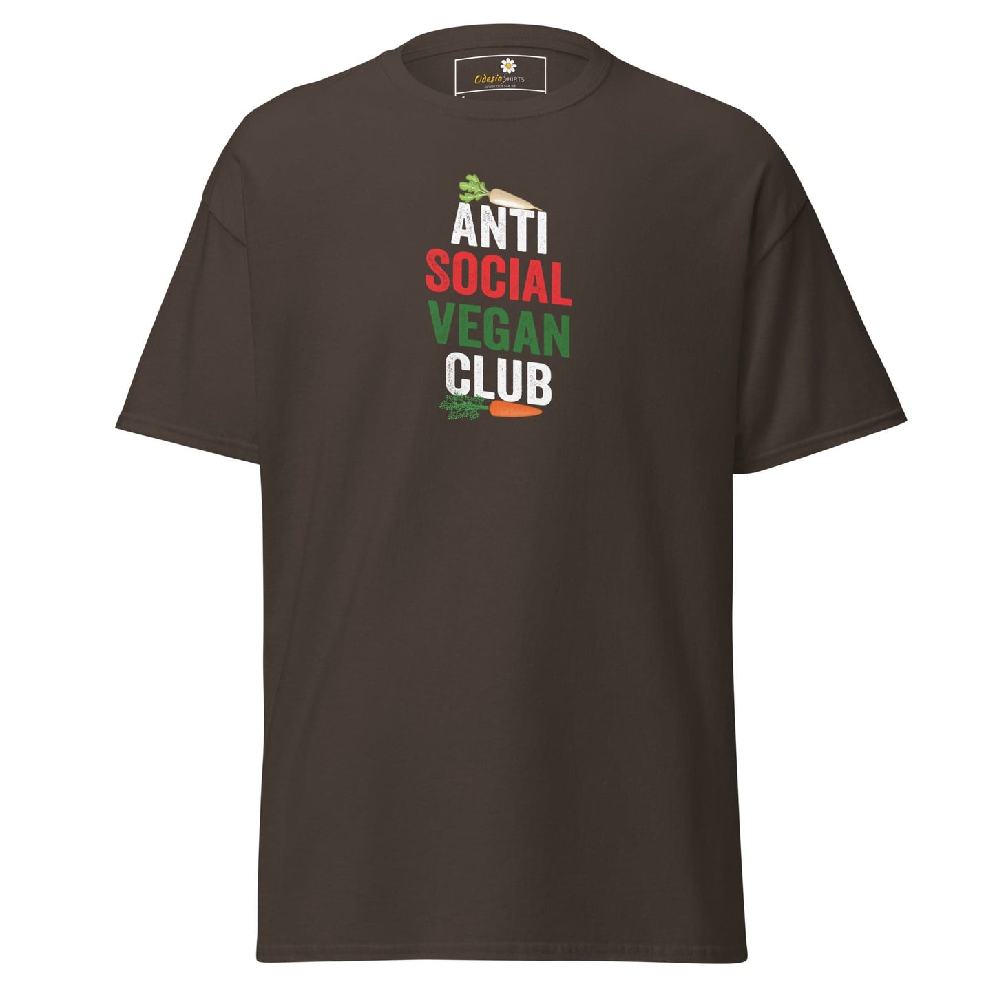 Unisex classic tee - GREEN VEGAN CLUB - REGULAR - Dark Chocolate / S