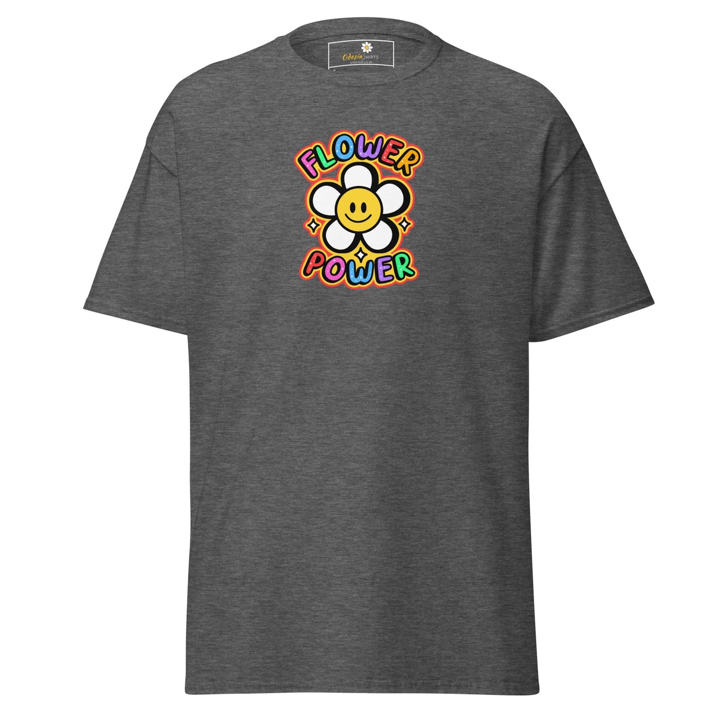 Unisex classic t-shirt - POSITIVE FLOWER POWER - REGULAR - Dark Heather / S