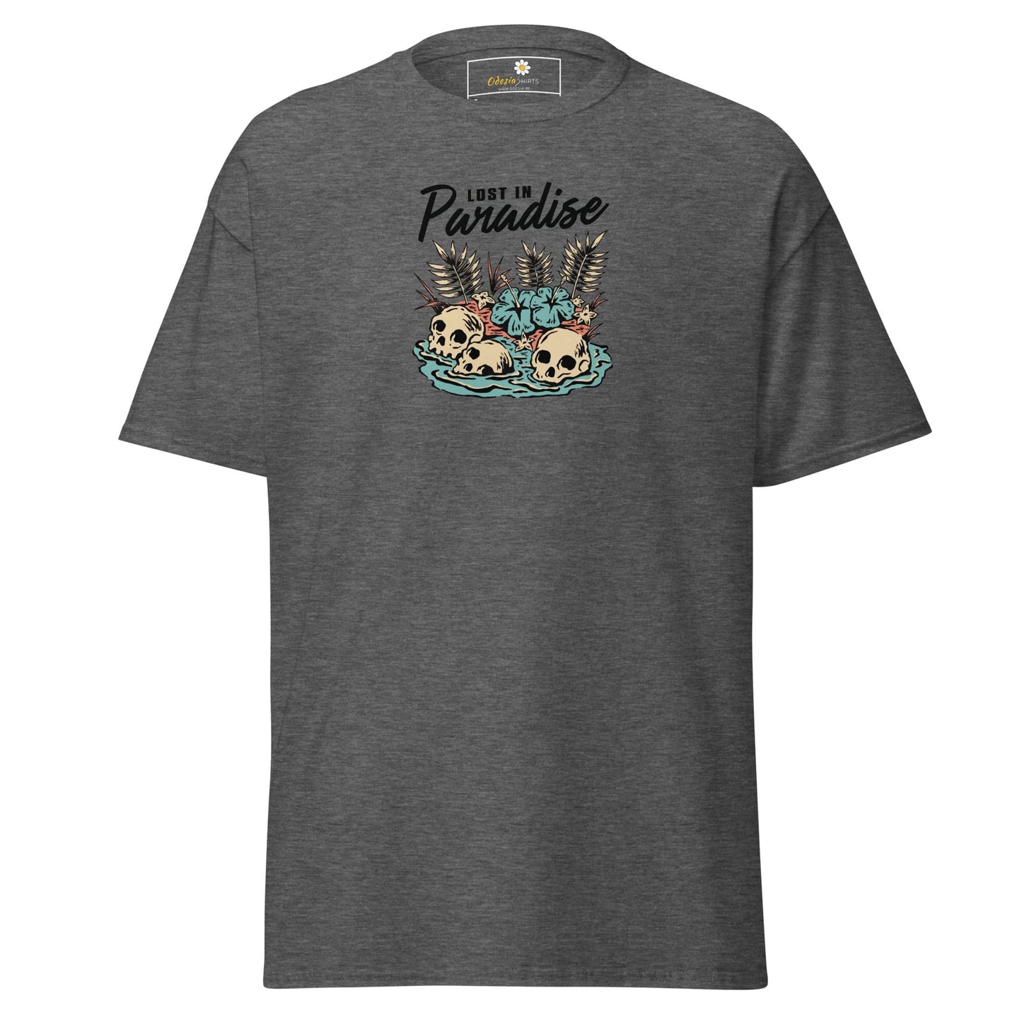 Unisex classic tee - SKULL LOST IN PARADISE - REGULAR - Dark Heather / S