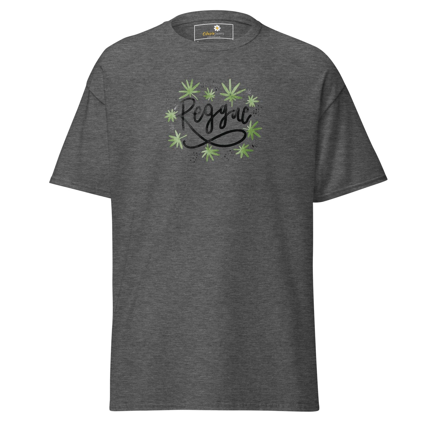 Unisex classic t-shirt - MUSIC REGGAE LEAVES - REGULAR - Dark Heather / S