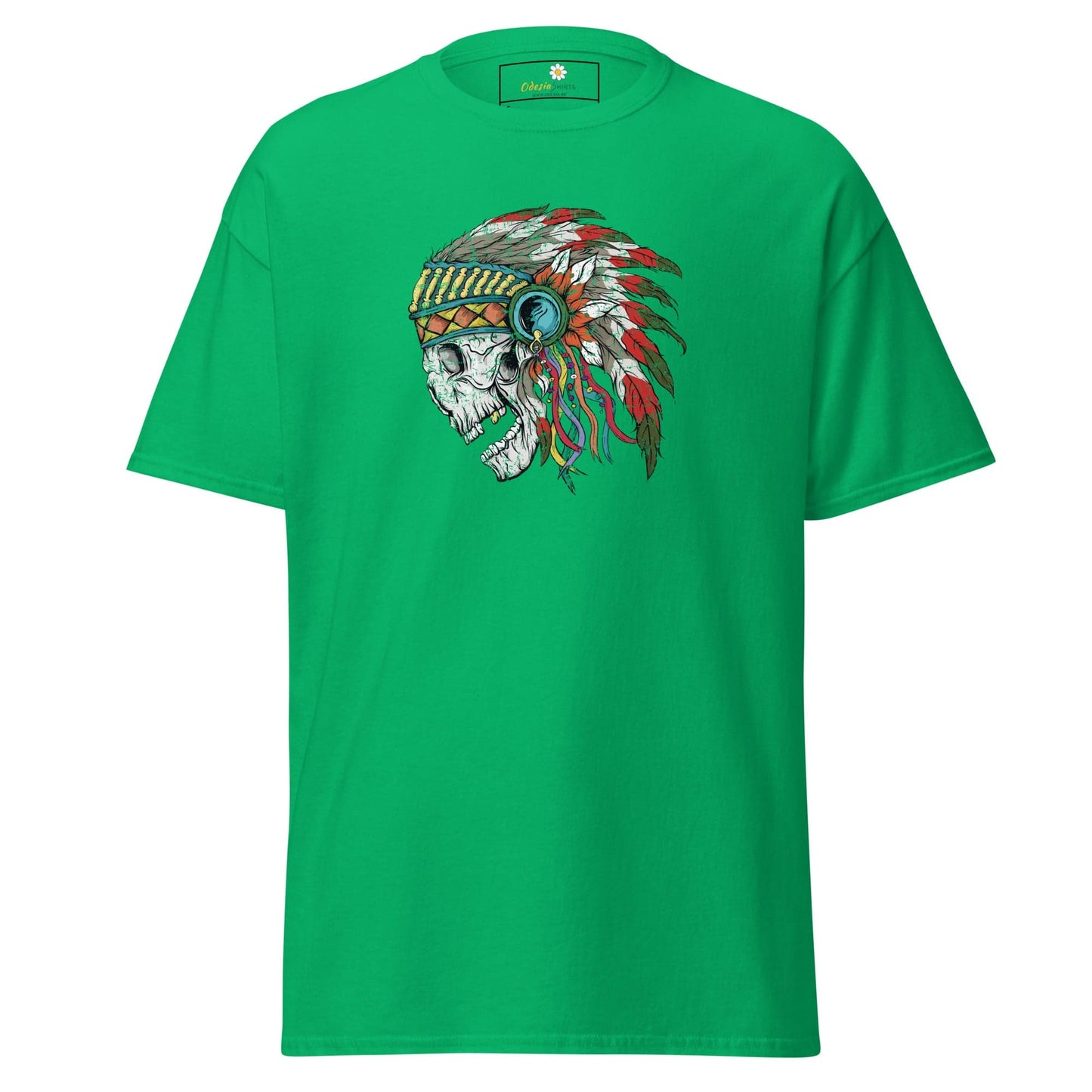 Unisex classic t-shirt - SKULL NATIVE INDIAN - REGULAR - Irish Green / S