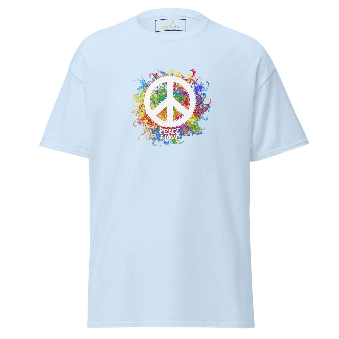 Unisex classic tee - POSITIVE PEACE AND LOVE - REGULAR - Light Blue / S