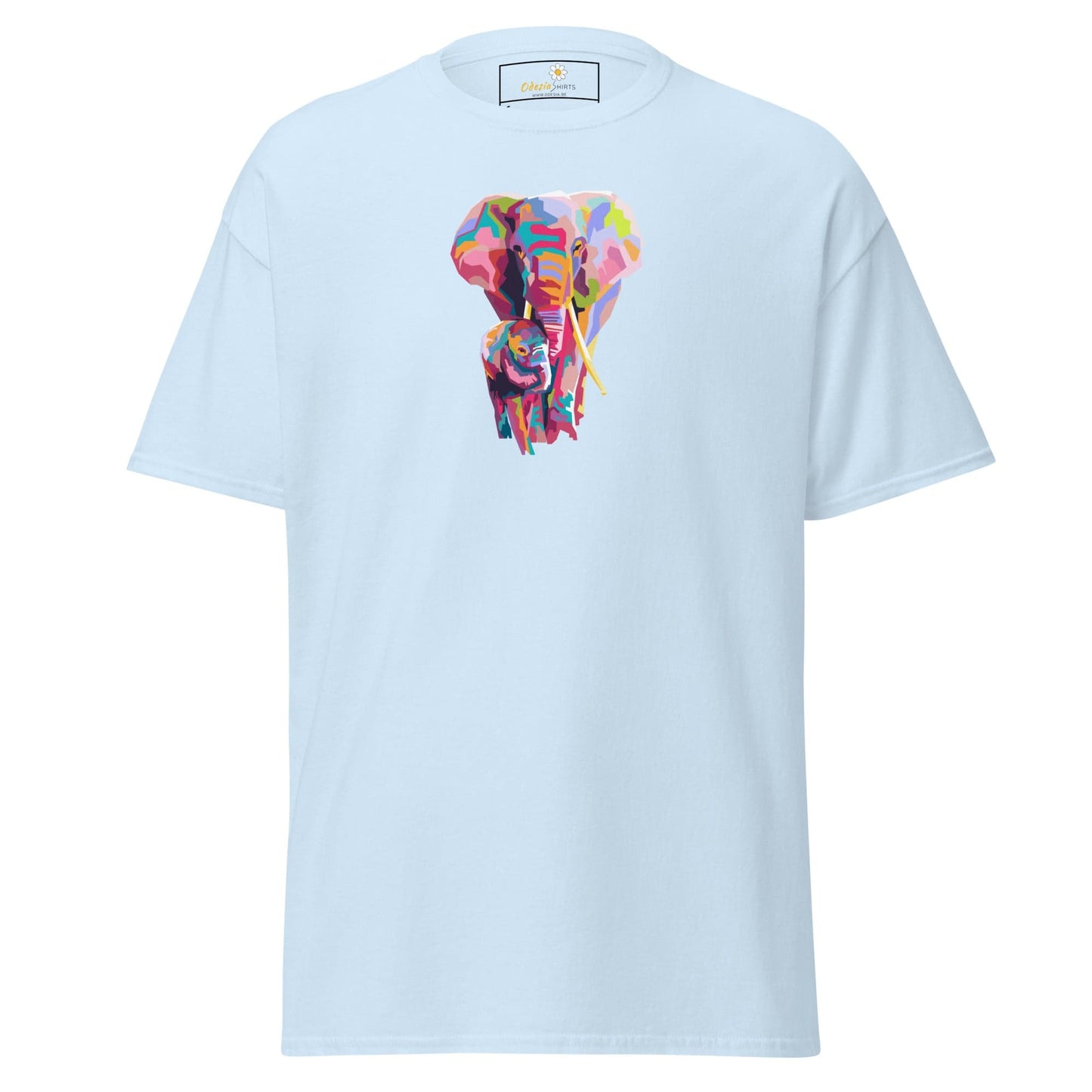 Unisex classic tee - WILD LIFE COLORFUL ELEPHANTS - REGULAR - Light Blue / S