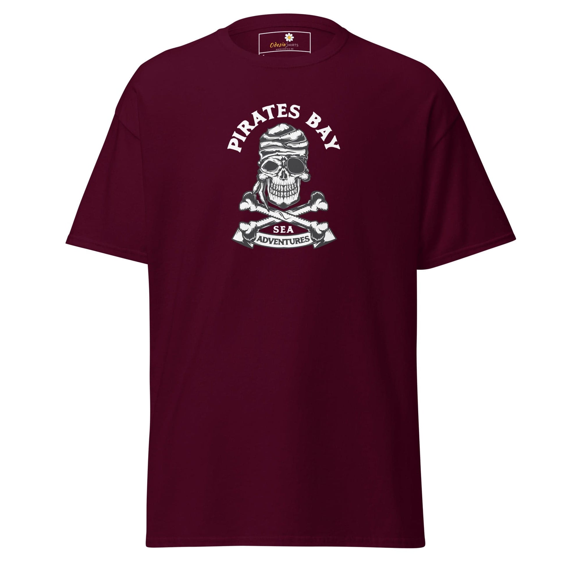 Unisex classic t-shirt - SKULL PIRATES BAY - REGULAR - Maroon / S