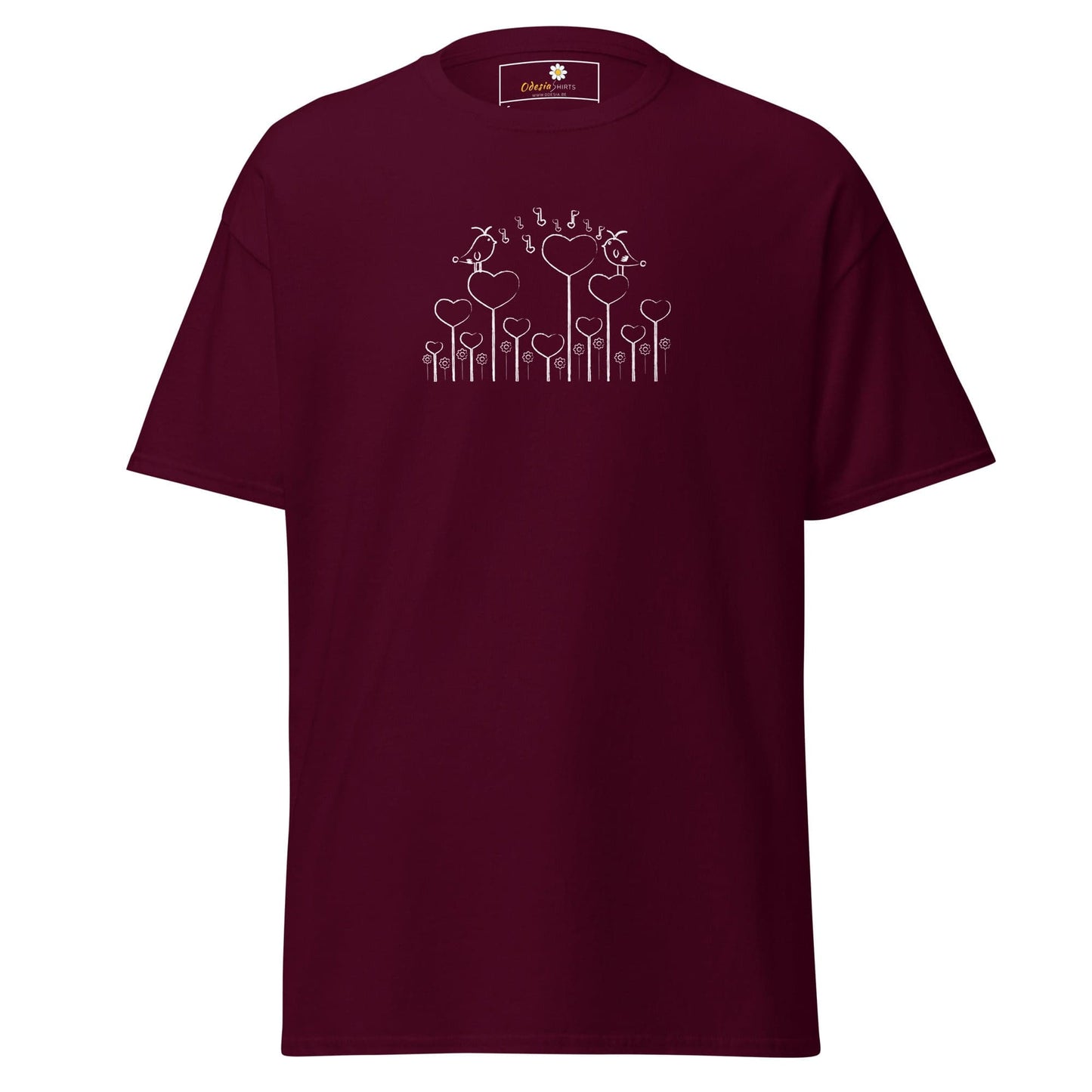Unisex classic tee - NATURE BIRDS ON STICK - REGULAR - Maroon / S