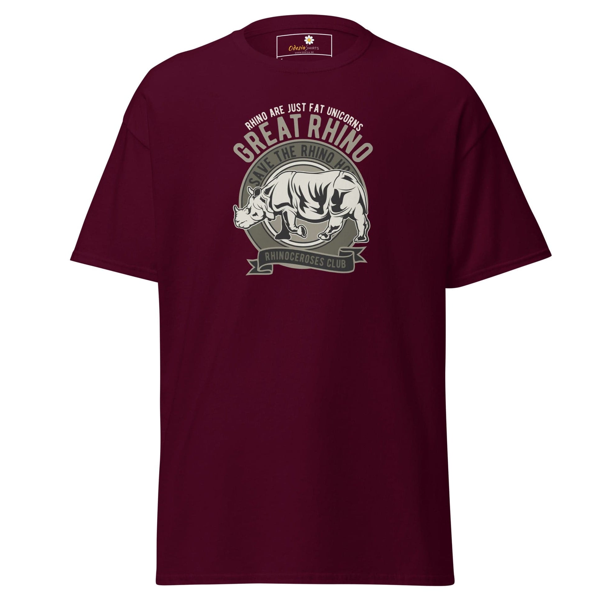 Unisex classic t-shirt - WILD LIFE GREAT RHINO - REGULAR - Maroon / S