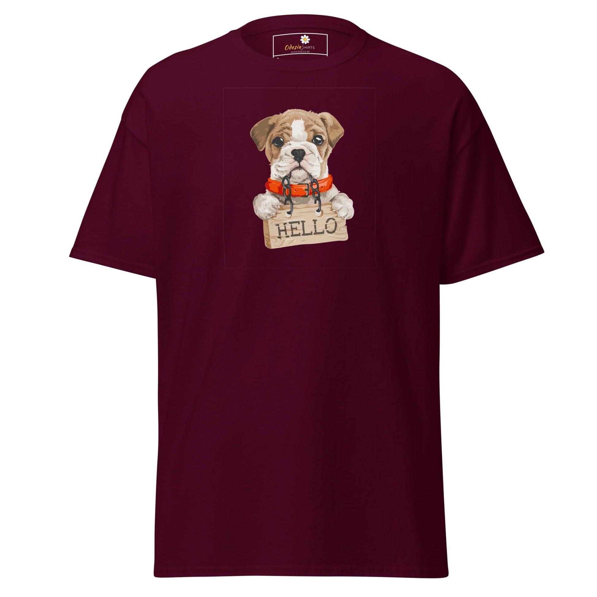 Unisex classic t-shirt - ANIMALS HELLO PUPPY - REGULAR - Maroon / S
