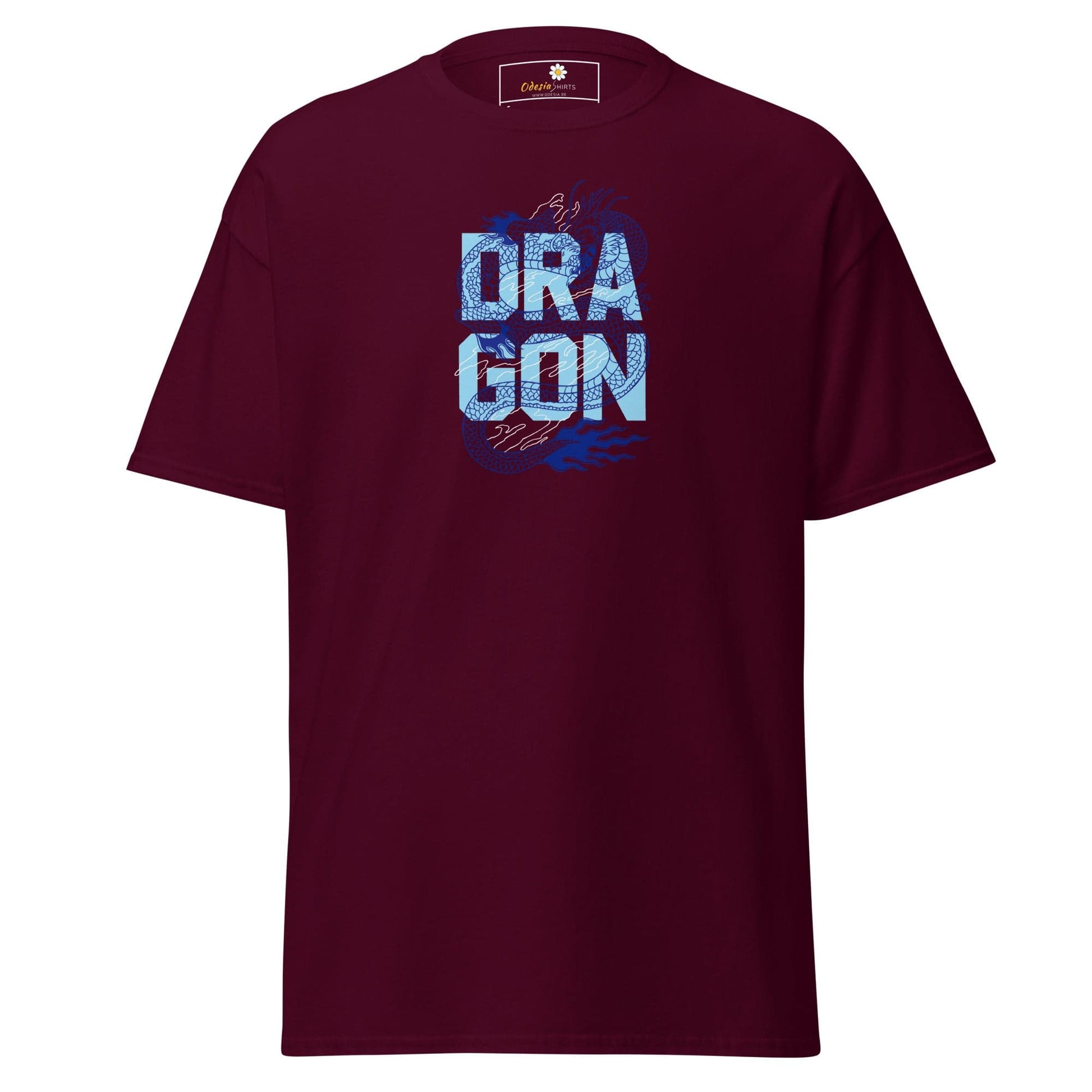 Unisex classic t-shirt - MYSTIC BLUE DRAGON - REGULAR - Maroon / S