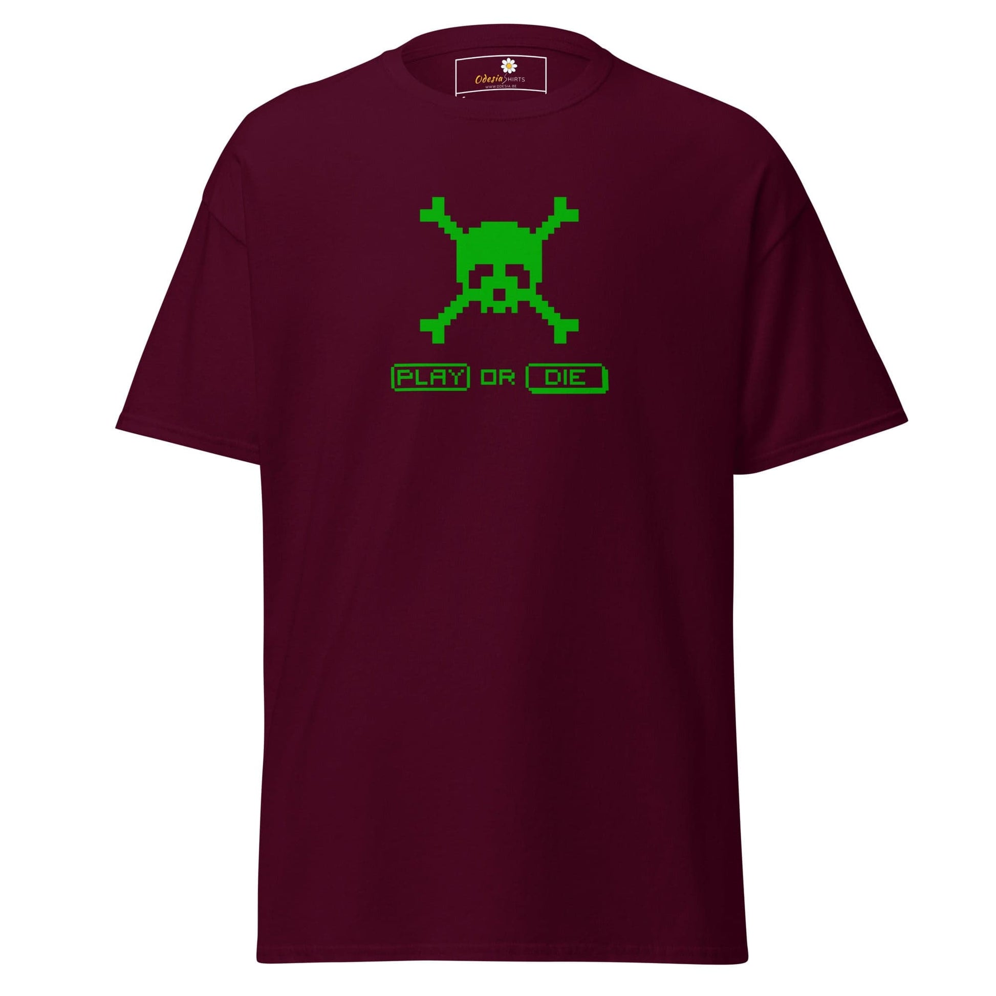 Unisex classic t-shirt - SKULL PLAY OR DIE - REGULAR - Maroon / S