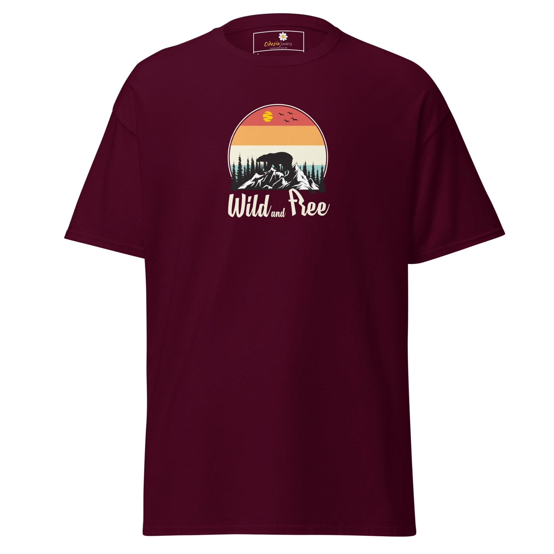 Unisex classic t-shirt - ADVENTURE WILD AND FREE - REGULAR - Maroon / S