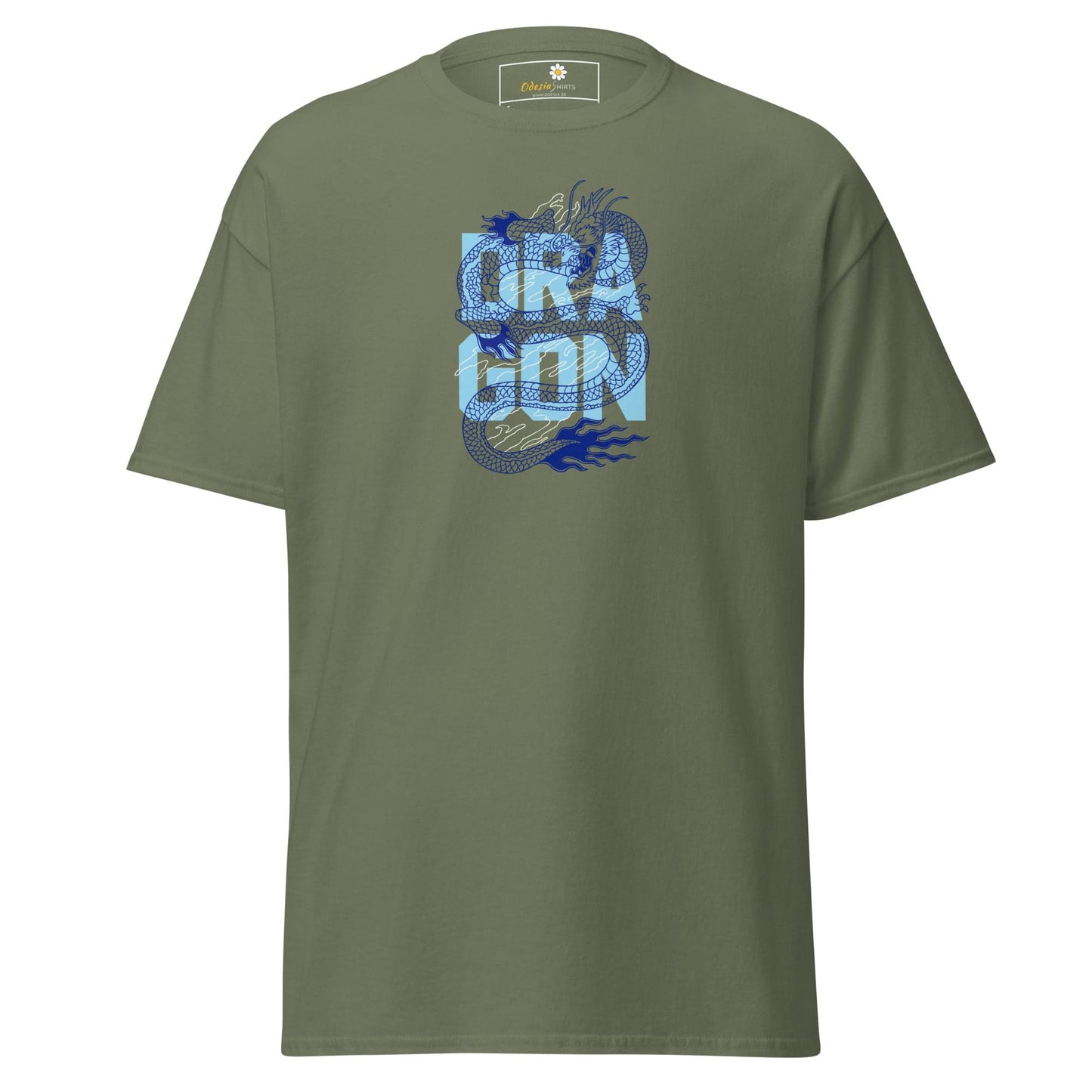 Unisex classic t-shirt - MYSTIC BLUE DRAGON - REGULAR - Military Green / S