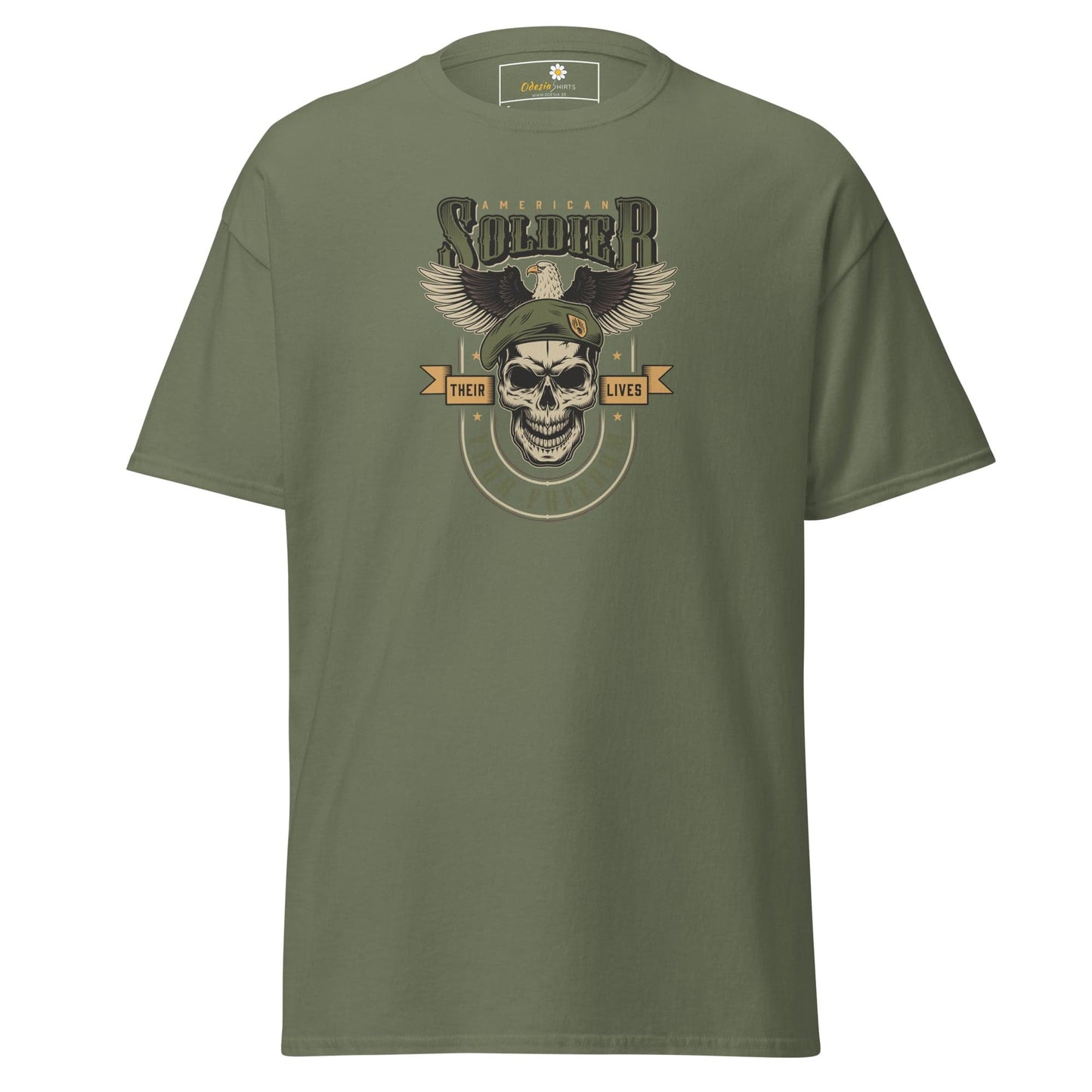 Unisex classic tee - SKULL VINTAGE AMERICAN SOLDIERS - REGULAR - Military Green / S