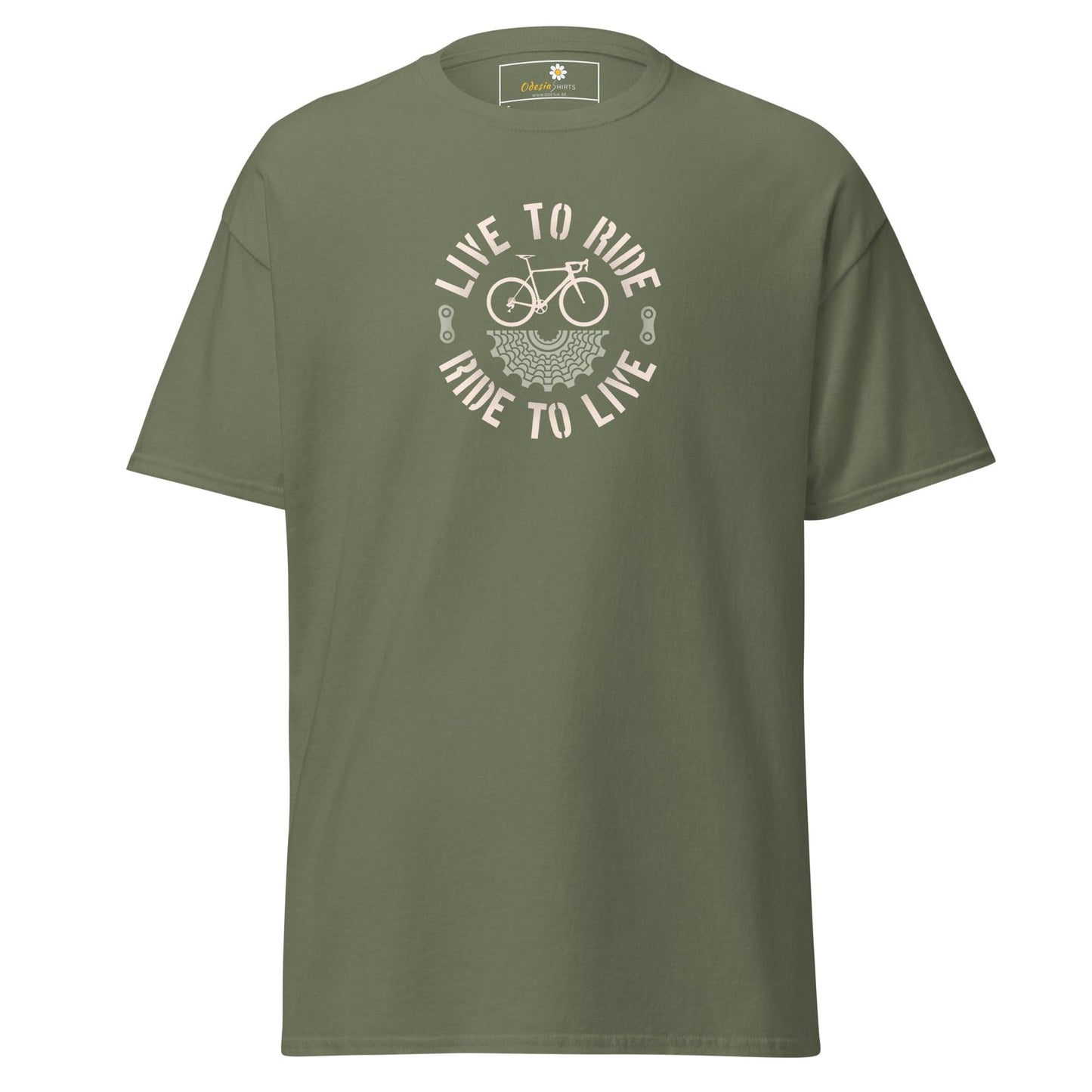 Unisex classic t-shirt - SPORT BICYCLE RIDE TO LIVE - REGULAR - Military Green / S