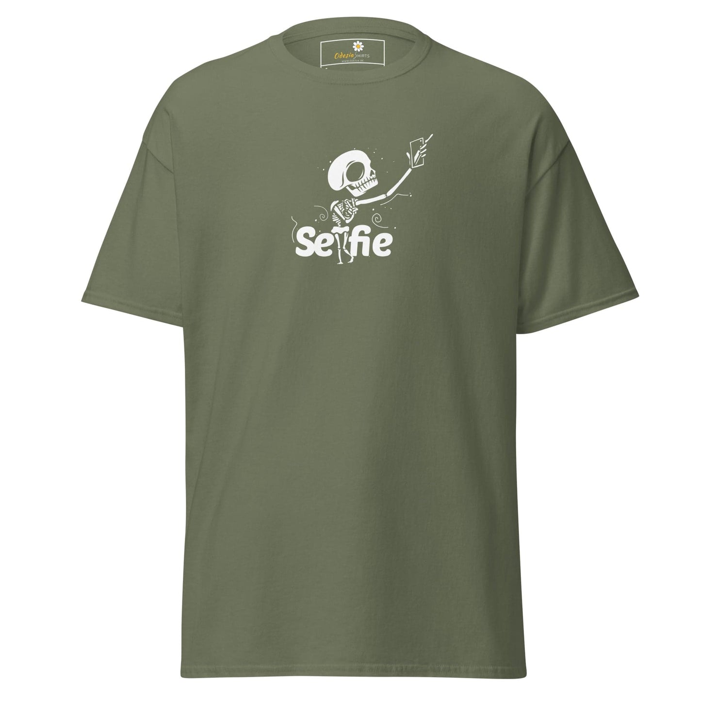 Unisex classic t-shirt - SKULL SELFIE - REGULAR - Military Green / S