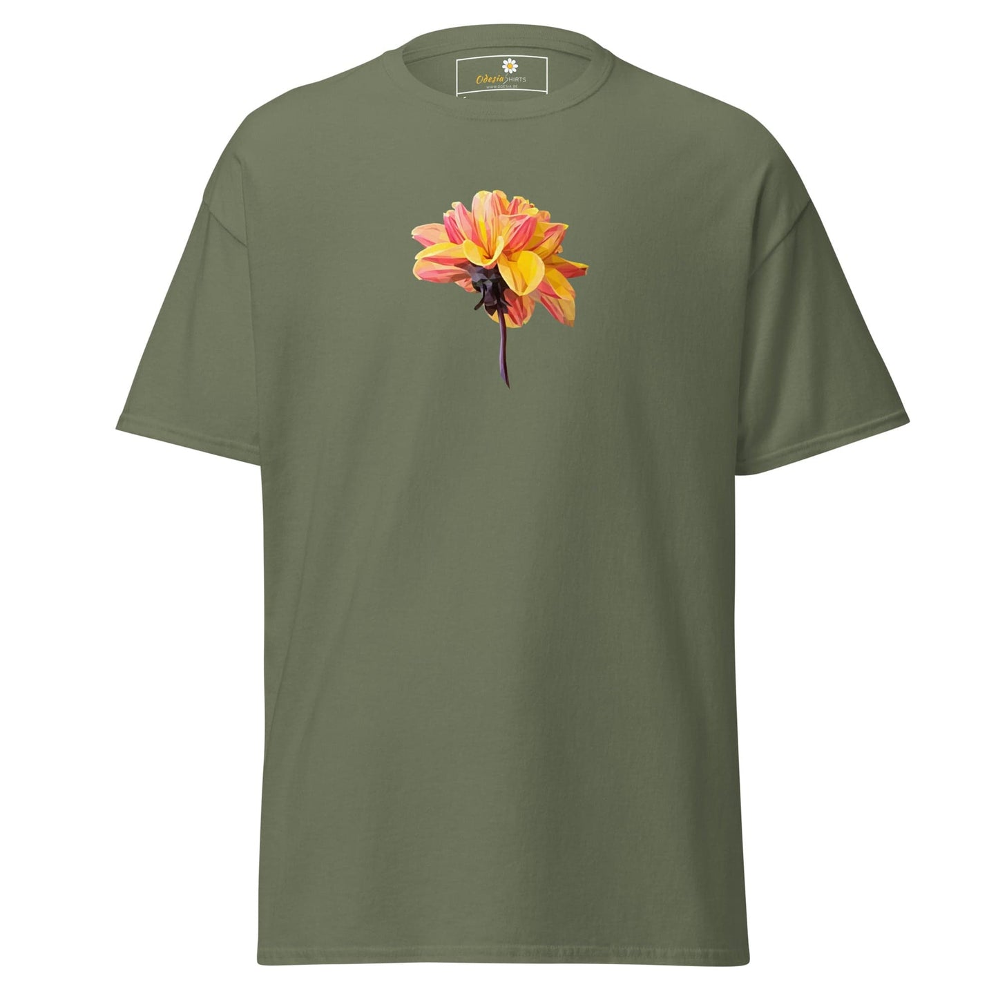 Unisex classic t-shirt - NATURE RED YELLOW FLOWER - REGULAR - Military Green / S