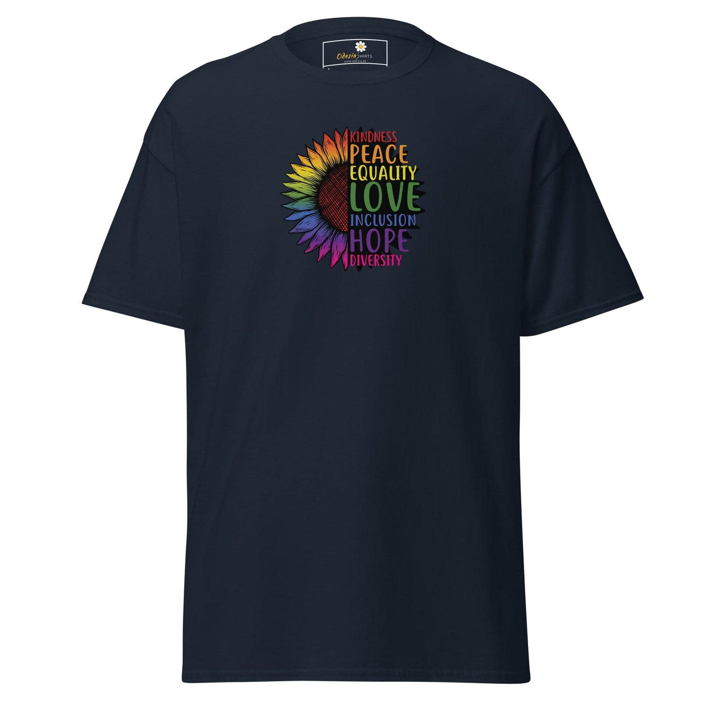 Unisex classic t-shirt - LGBTQ PEACE AND LOVE - REGULAR - Navy / S