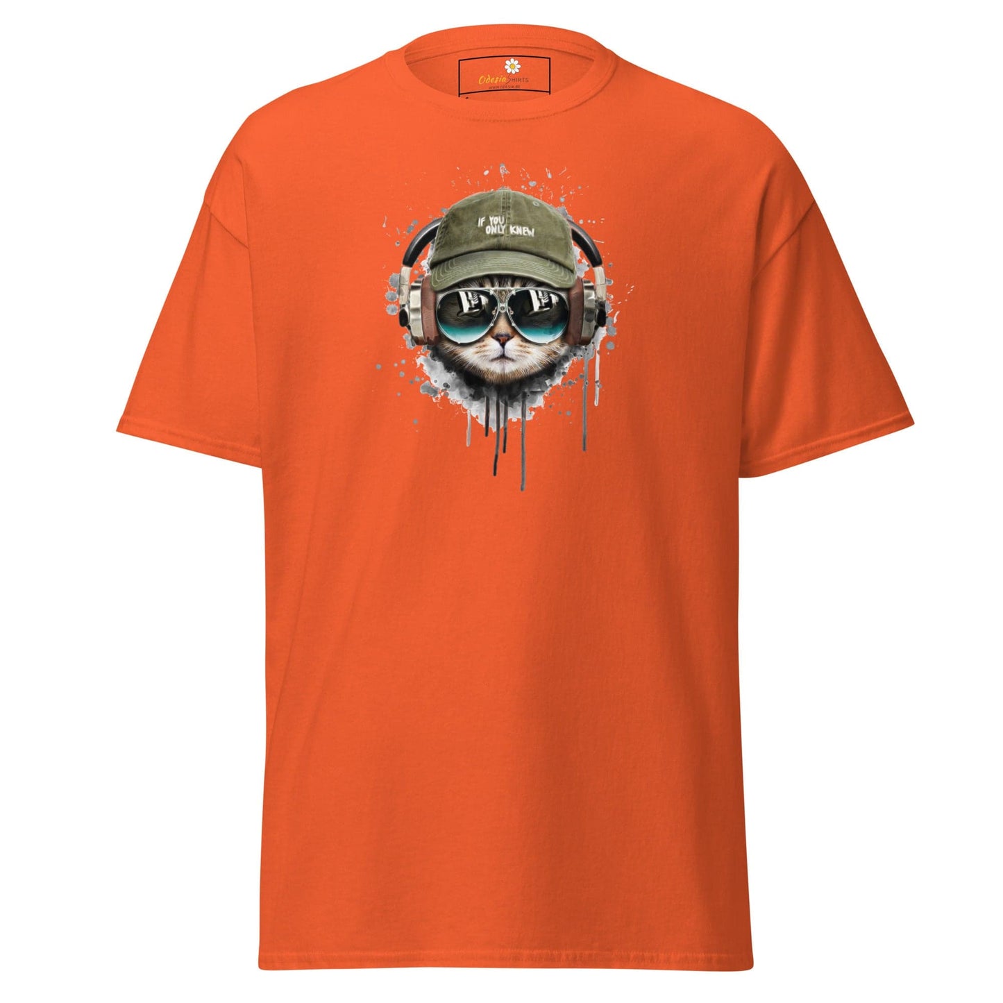 Unisex classic t-shirt - ANIMALS MUSIC CAT HAT - REGULAR - Orange / S