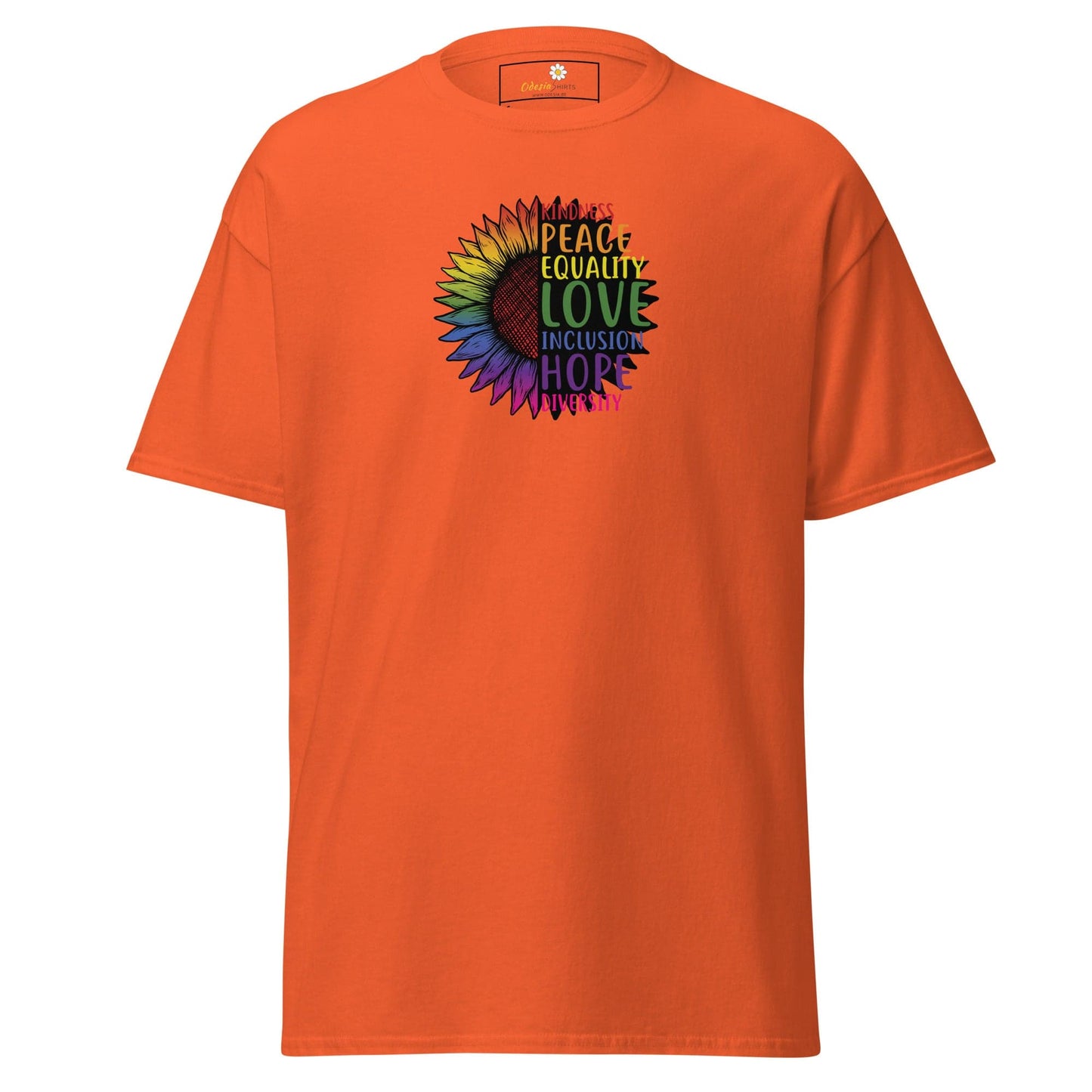 Unisex classic t-shirt - LGBTQ PEACE AND LOVE - REGULAR - Orange / S
