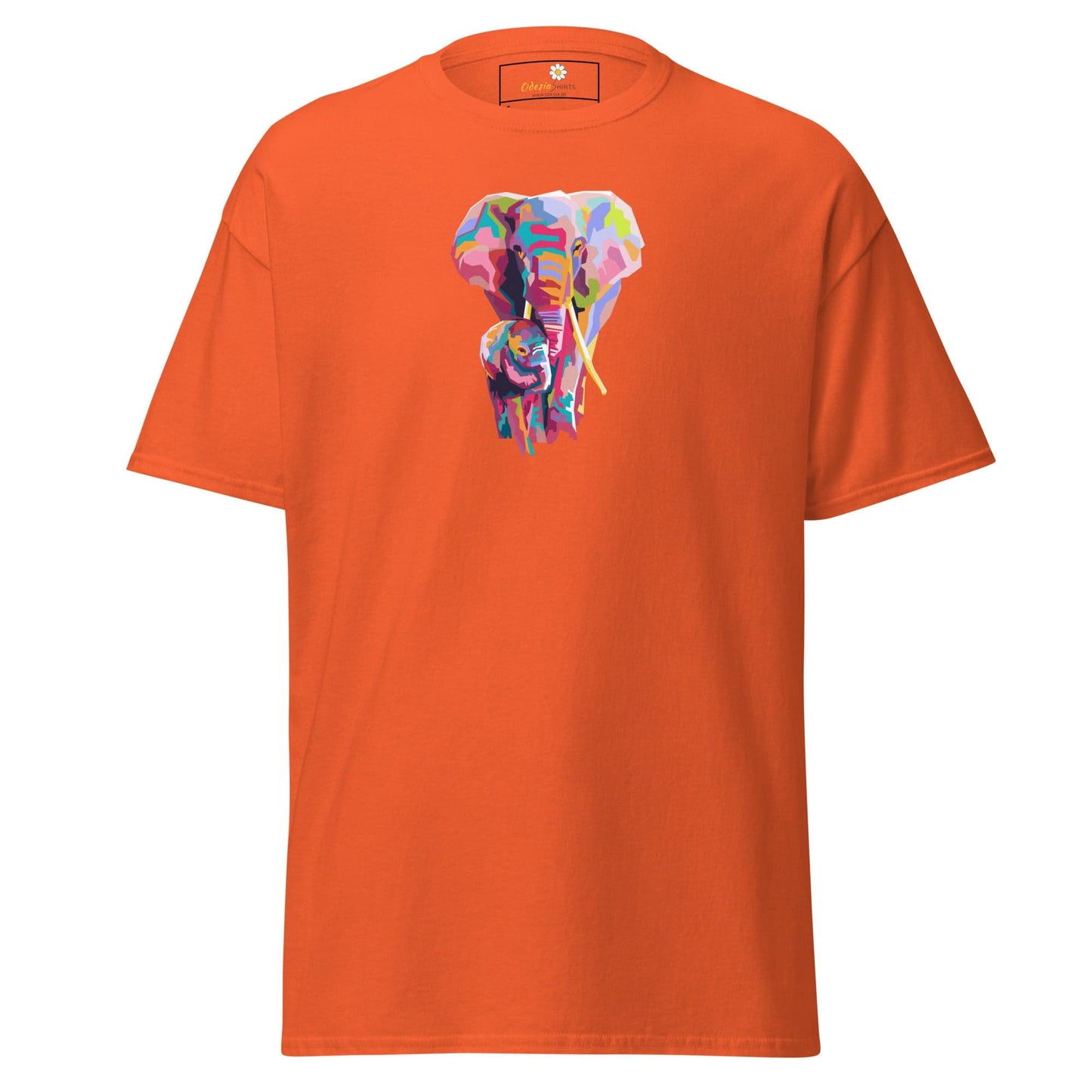 Unisex classic tee - WILD LIFE COLORFUL ELEPHANTS - REGULAR - Orange / S
