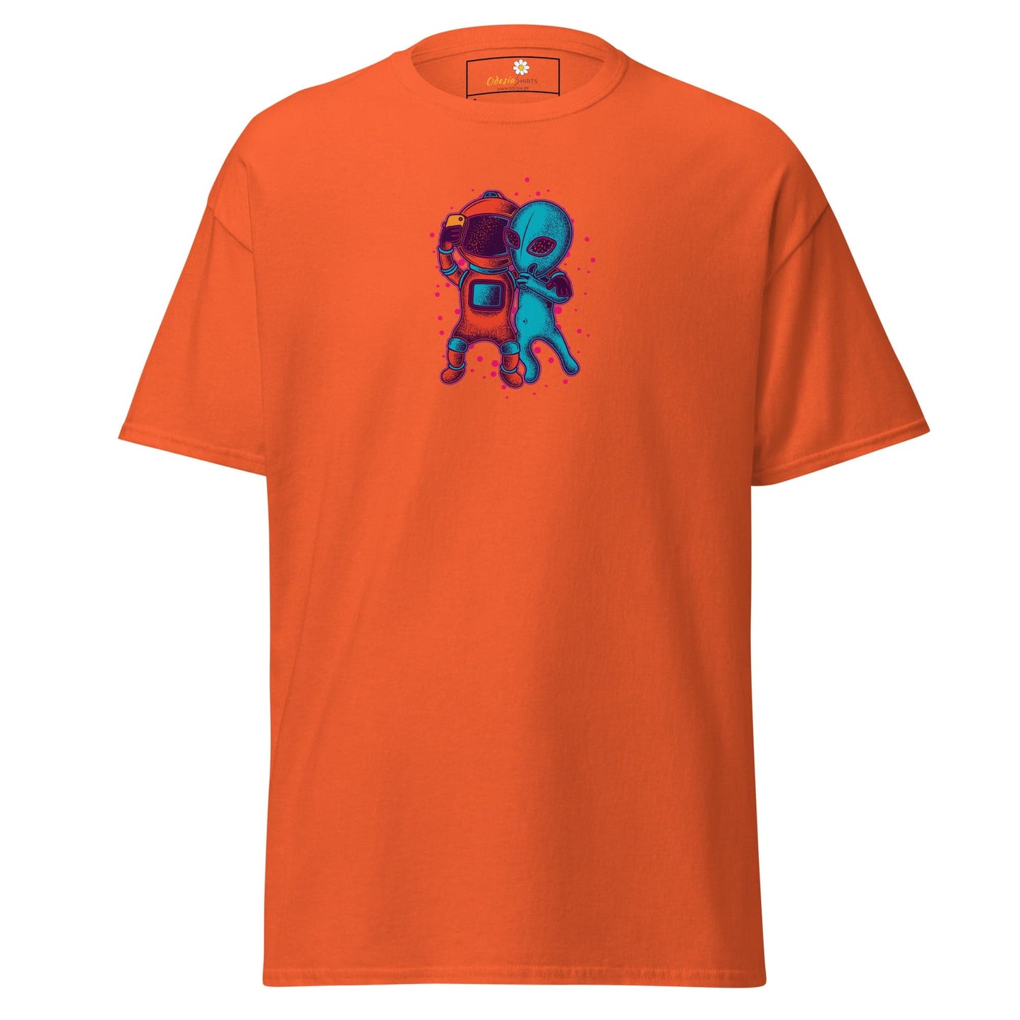 Unisex classic t-shirt - ASTRONAUT ALIEN SELFIE - REGULAR - Orange / S