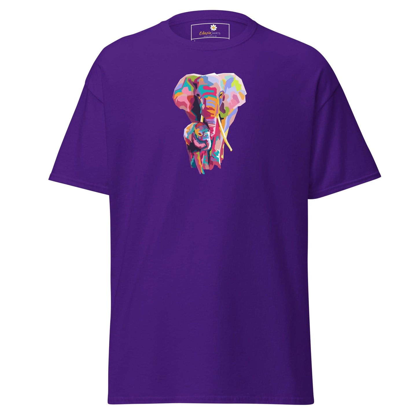 Unisex classic tee - WILD LIFE COLORFUL ELEPHANTS - REGULAR - Purple / S