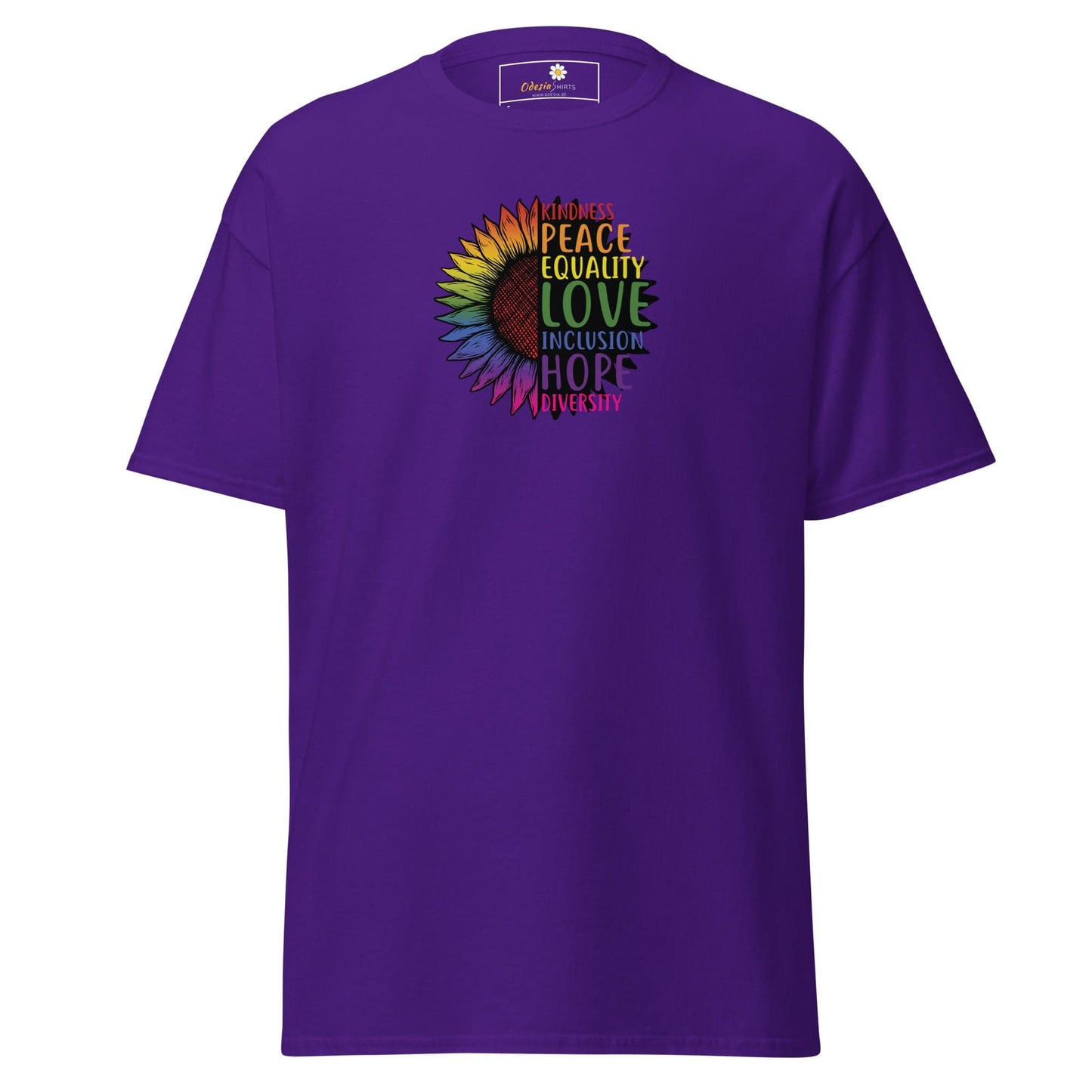 Unisex classic t-shirt - LGBTQ PEACE AND LOVE - REGULAR - Purple / S