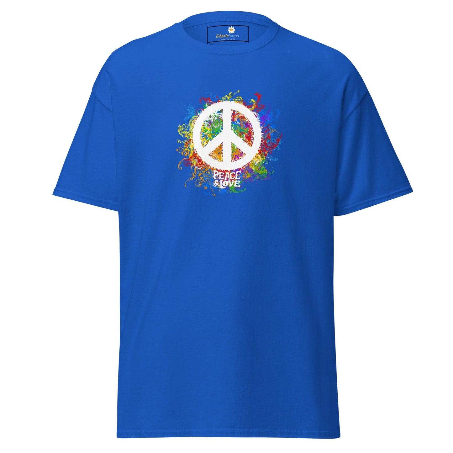 Unisex classic tee - POSITIVE PEACE AND LOVE - REGULAR - Royal / S